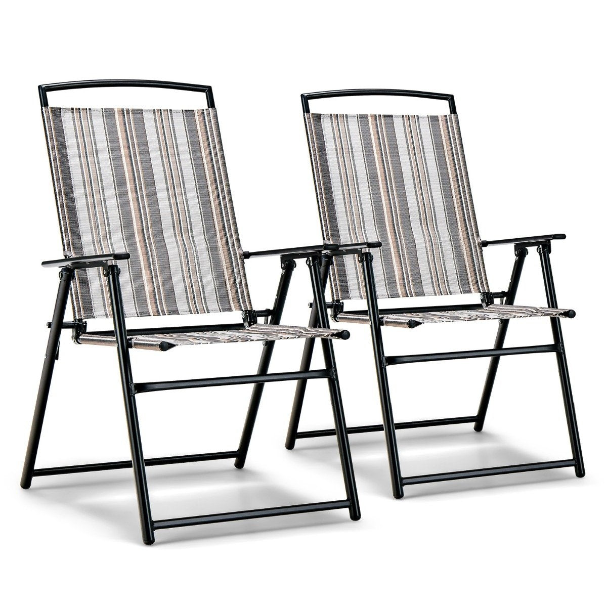 Set of 2 garden chairs folding chairs with armrests 51 x 61.5 x 92 cm gray