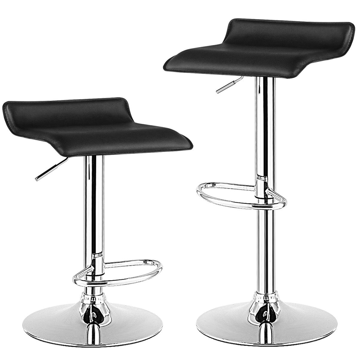 Set of 2 height-adjustable bar stools with backrest &amp; Footrest 360° swivel chair black