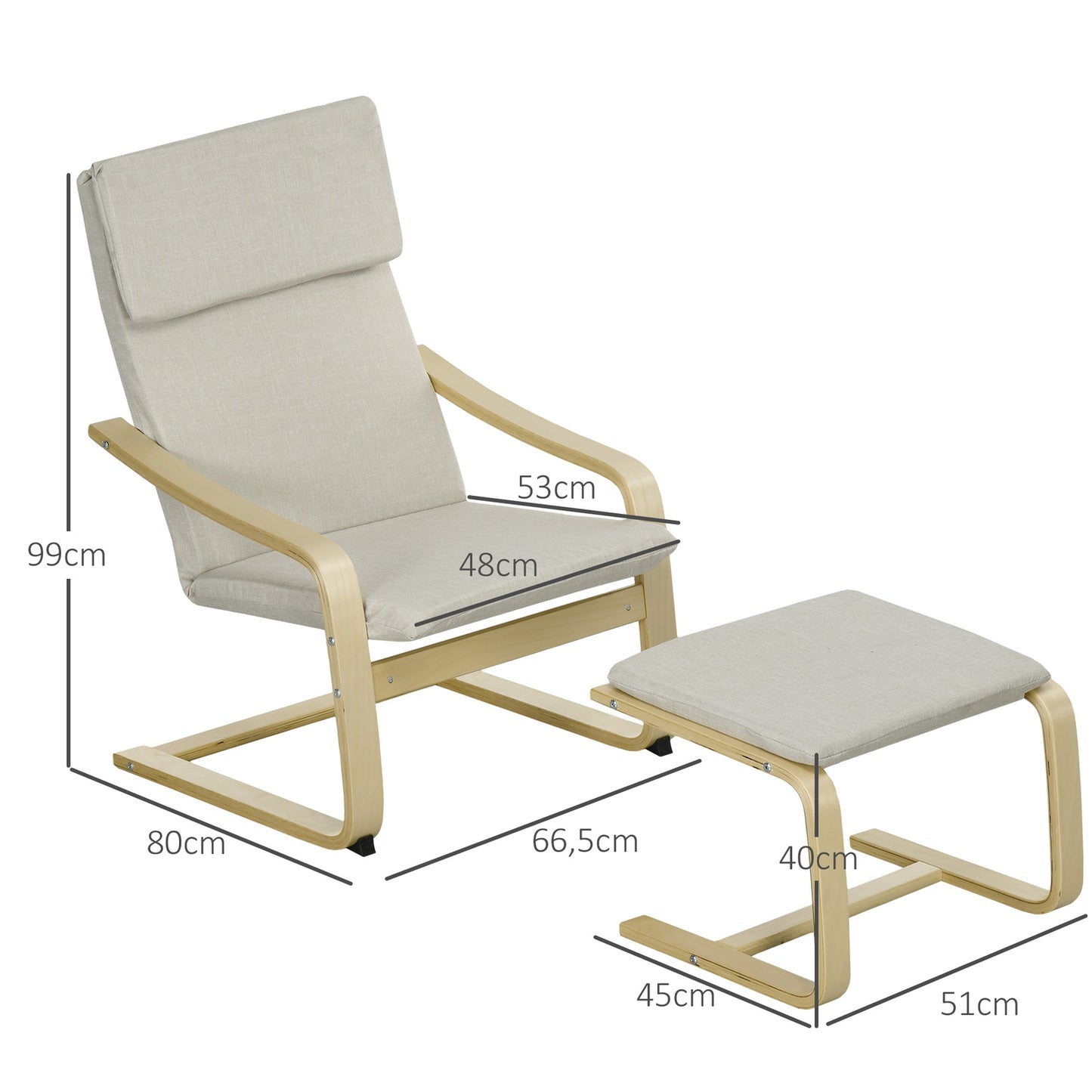Armchairs Set, Cream White Linen, Armrests & Headrests