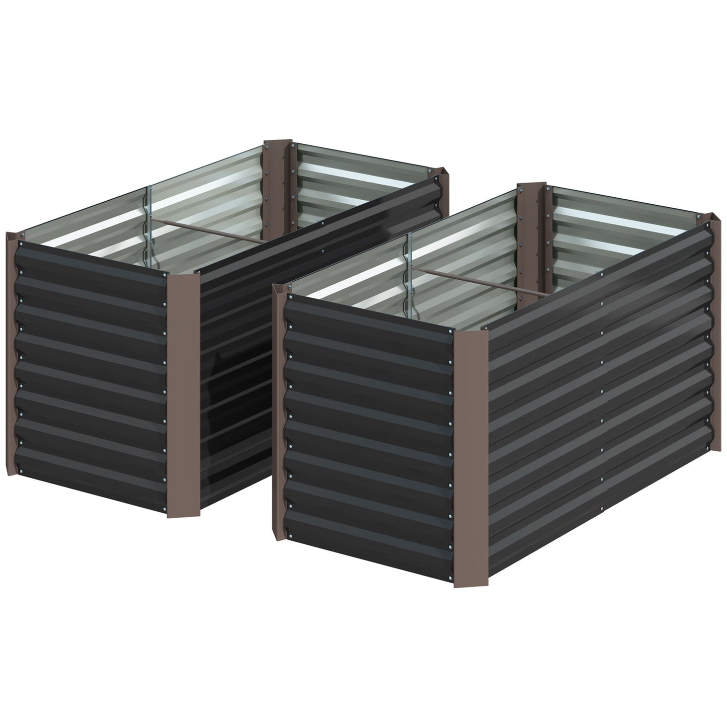Raised garden bed set, galvanized steel, 120x60x60 cm
