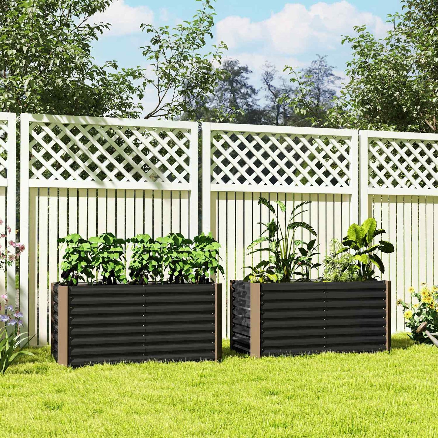 Raised garden bed set, galvanized steel, 120x60x60 cm