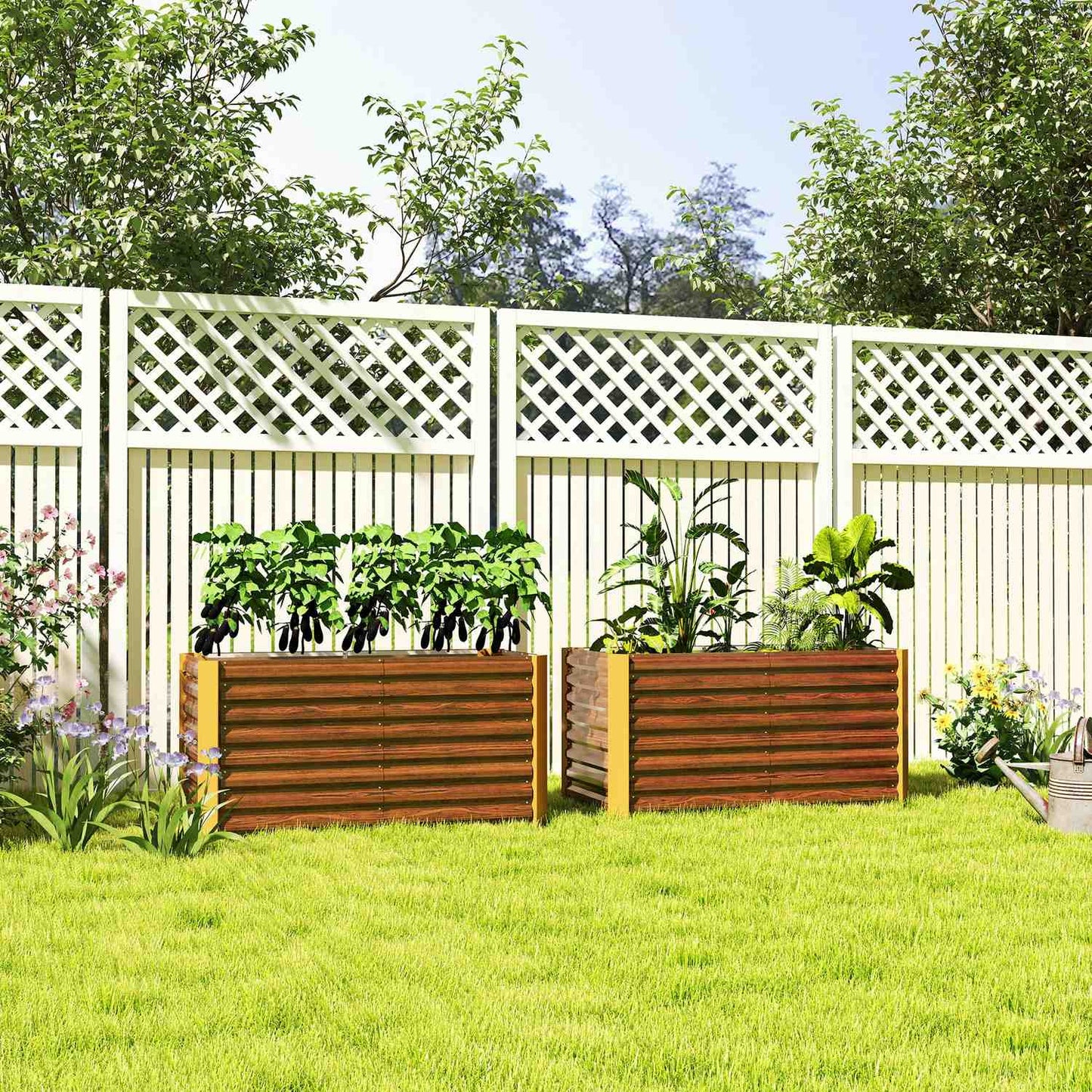 Raised garden beds in galvanized steel, weatherproof, 120x60 cm