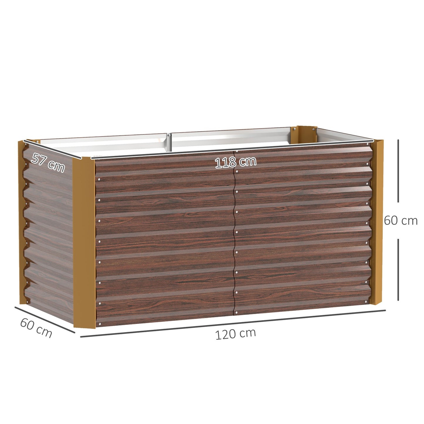 Raised garden beds in galvanized steel, weatherproof, 120x60 cm