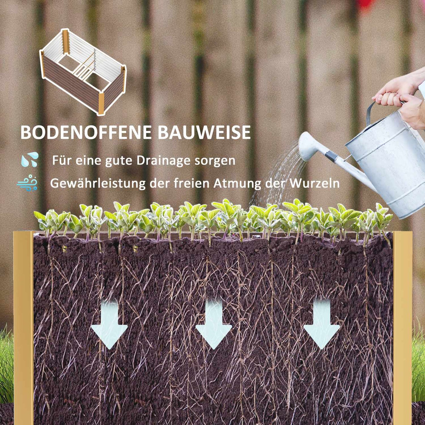 Raised garden beds in galvanized steel, weatherproof, 120x60 cm