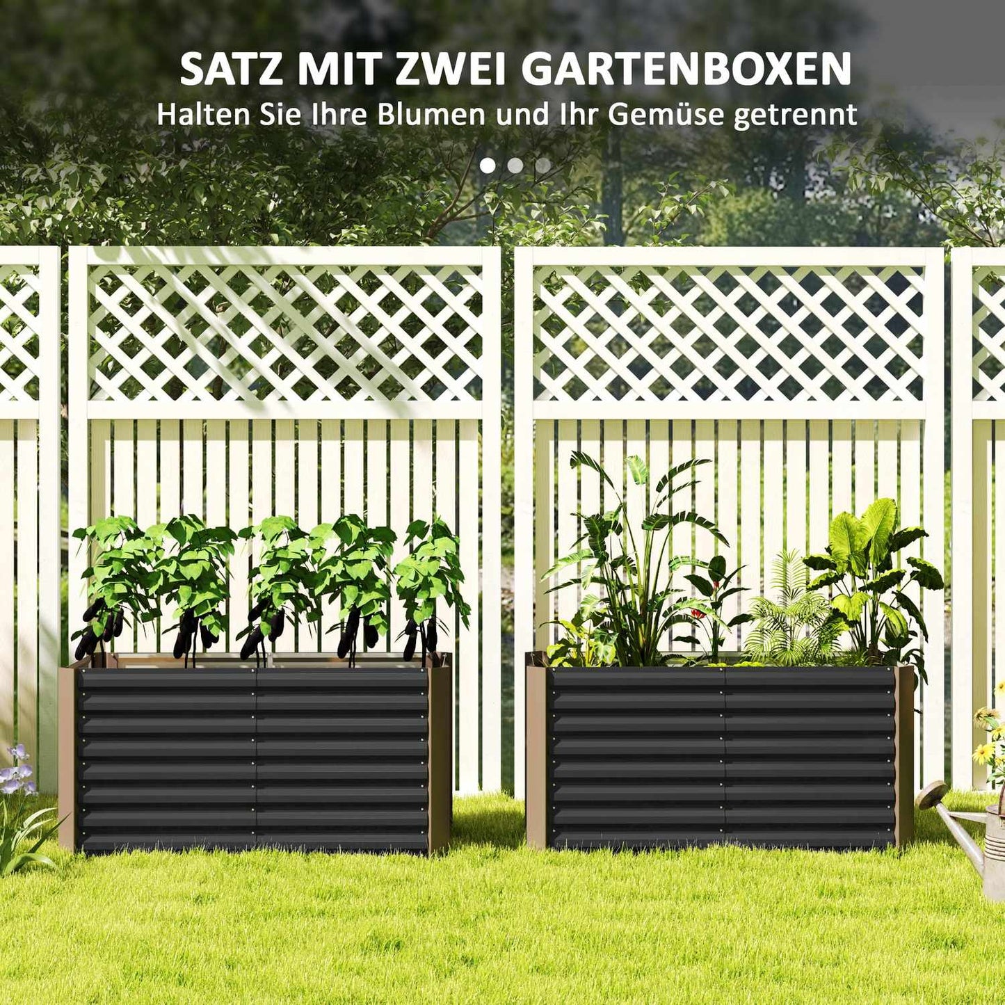Raised garden bed set, galvanized steel, 120x60x60 cm