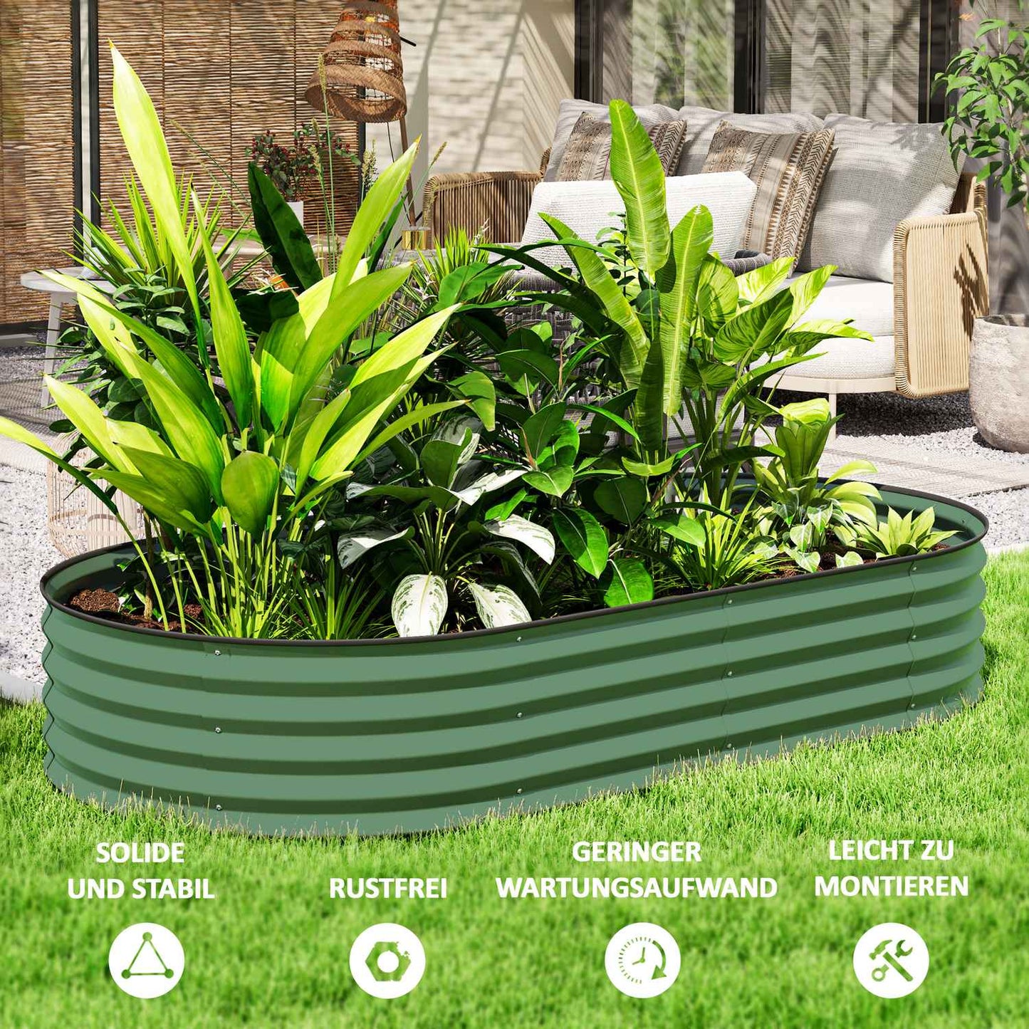 Steel Stackable Raised Garden Beds - 181 x 93 x 30 cm Set of 2