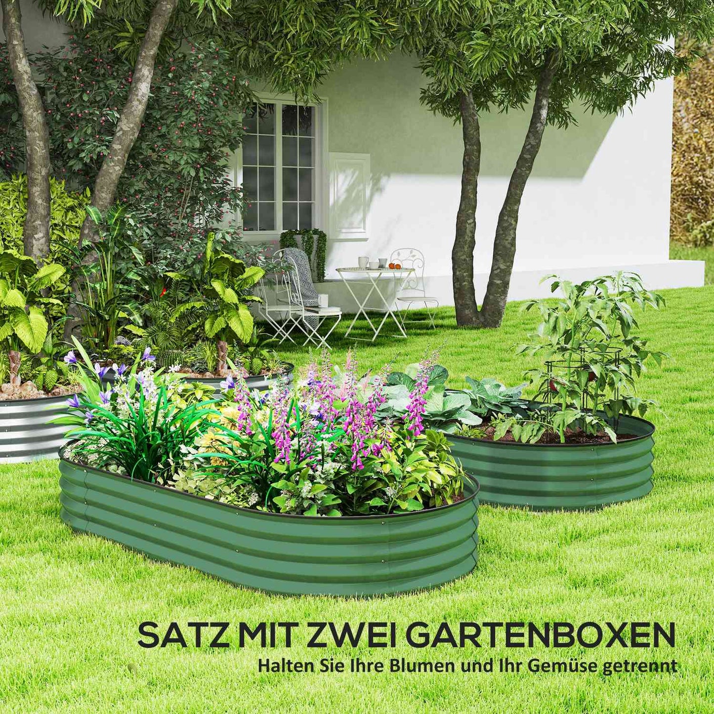 Steel Stackable Raised Garden Beds - 181 x 93 x 30 cm Set of 2