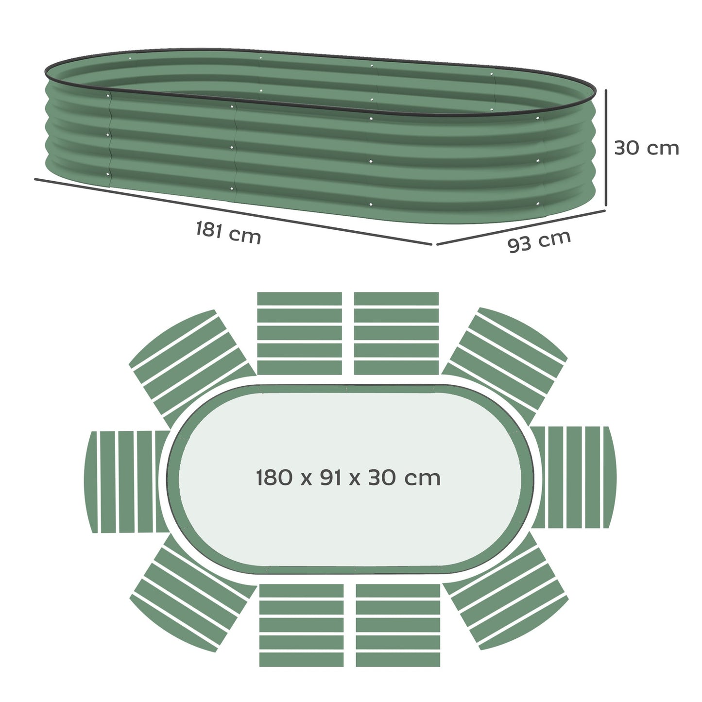 Steel Stackable Raised Garden Beds - 181 x 93 x 30 cm Set of 2