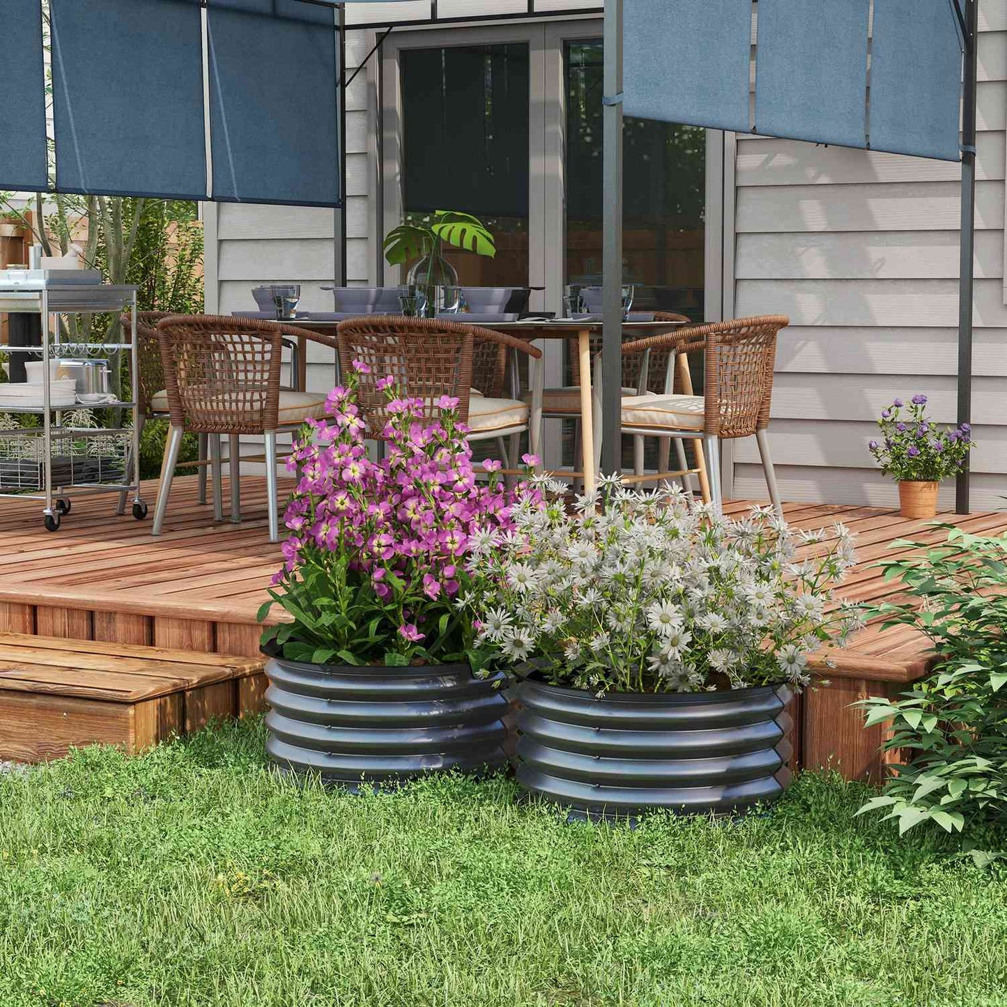 Steel garden beds, stackable, 60 x 30 cm, set of 2