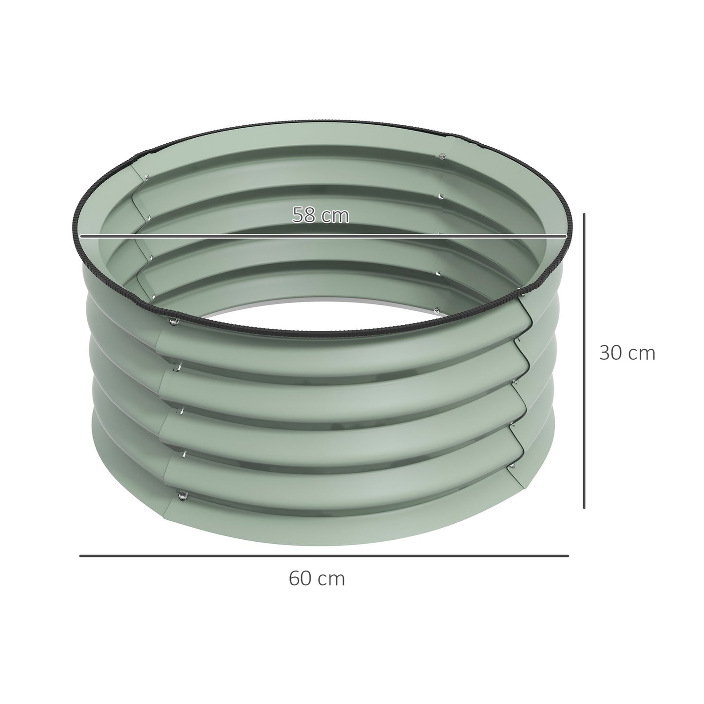 Raised steel garden beds, stackable, 60x30 cm, set of 2