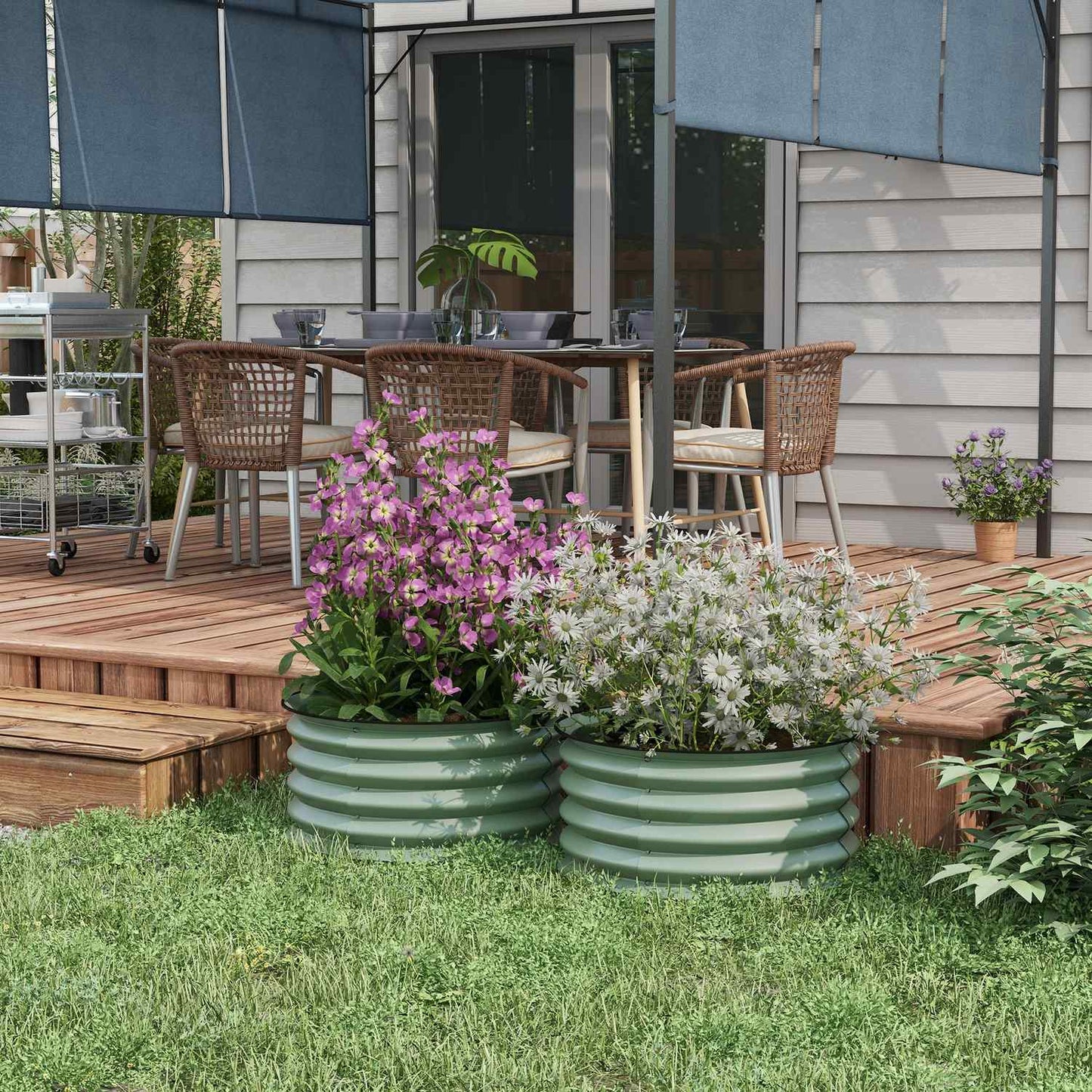 Raised steel garden beds, stackable, 60x30 cm, set of 2