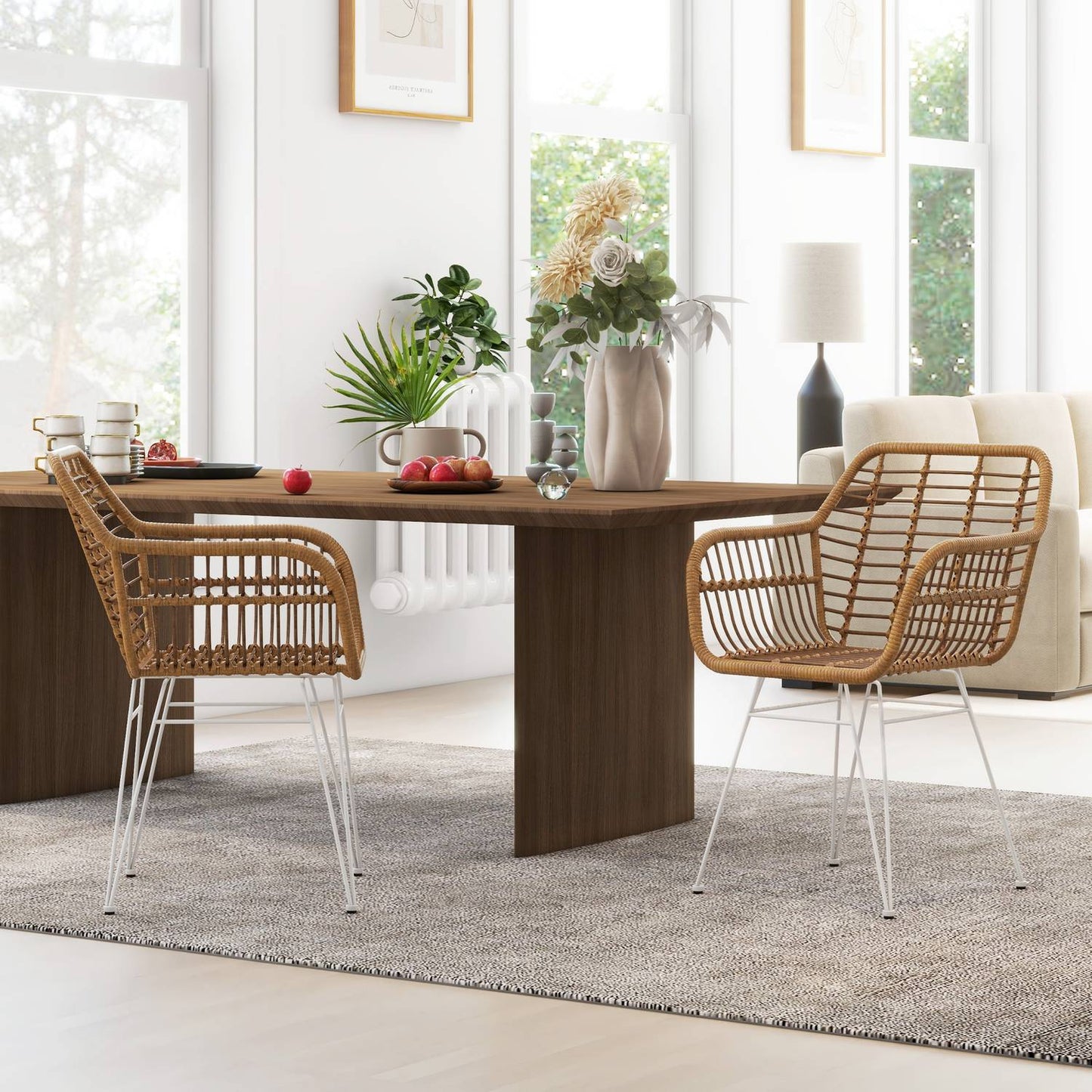 Dining chairs in rattan, ergonomic, 120 kg capacity, Boho Style