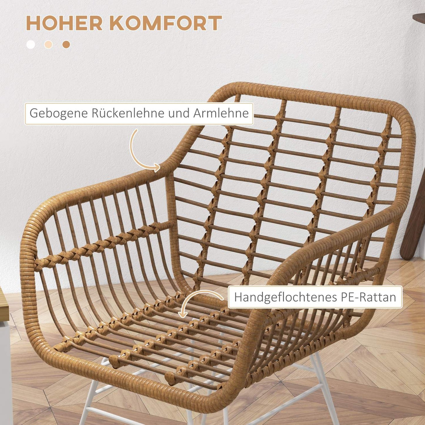 Dining chairs in rattan, ergonomic, 120 kg capacity, Boho Style