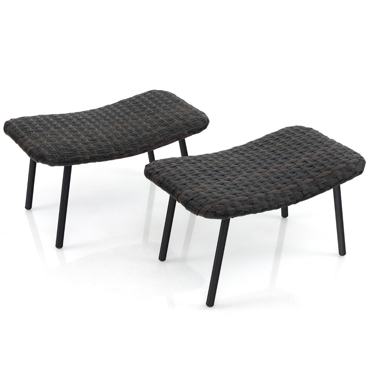 Set of 2 rattan footstools with quick-drying foam padding