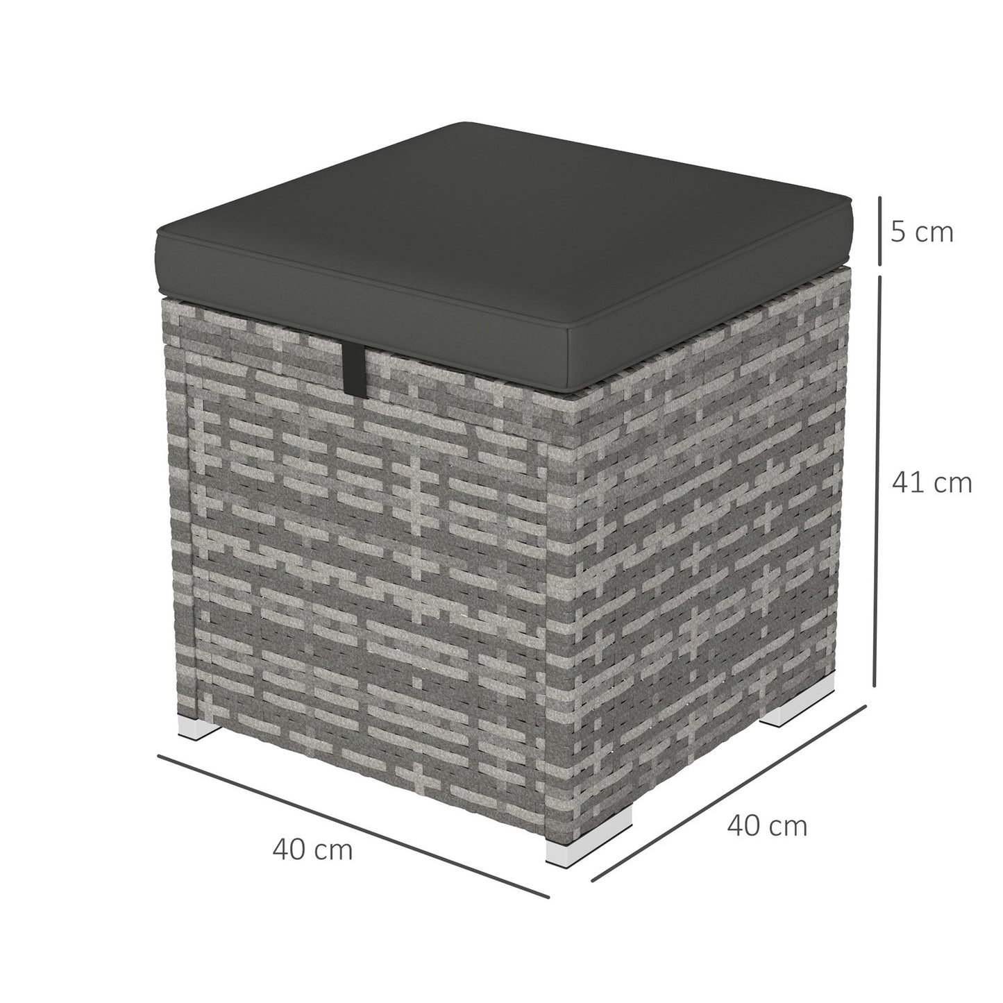 Outdoor Rattan Stools with Storage - Dark Grey, Weather Resistant