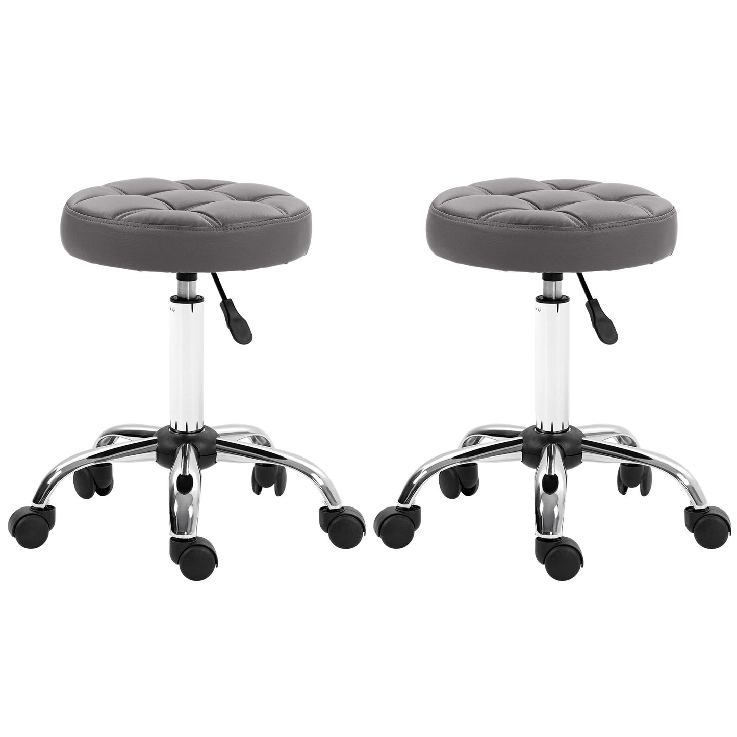 Height-adjustable swivel stools, set of 2, with wheels
