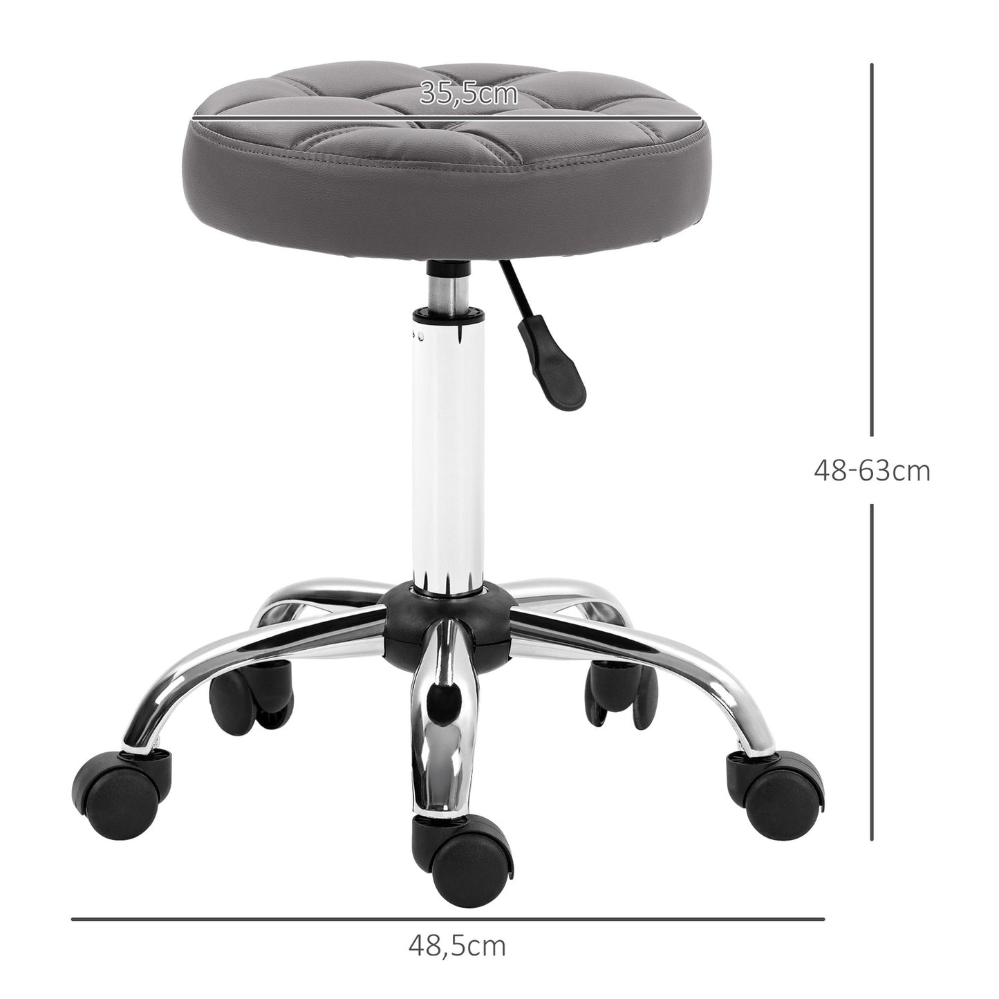 Height-adjustable swivel stools, set of 2, with wheels