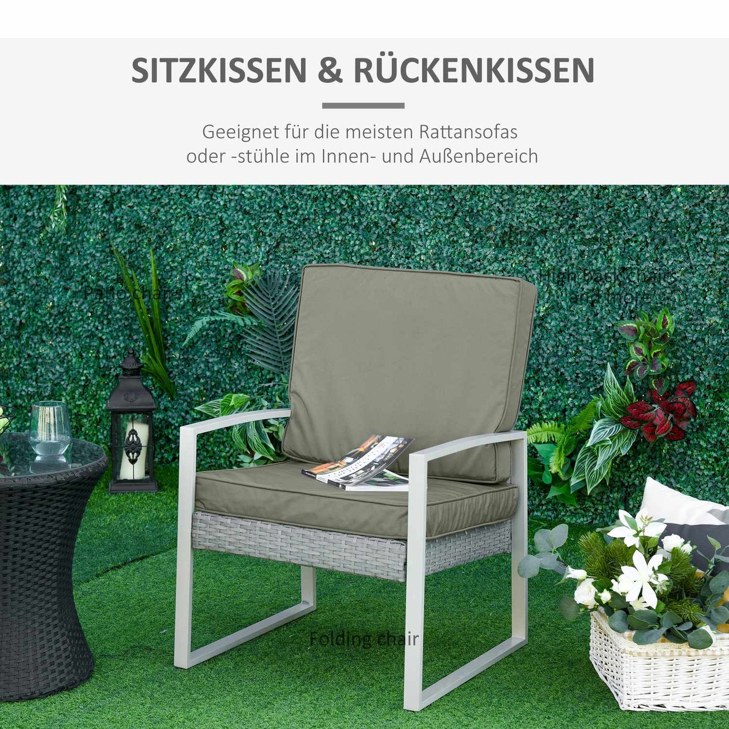 Dark gray chair cushions, washable, 7cm thick, 56x52cm