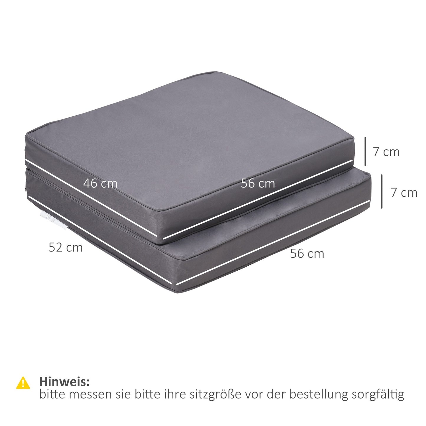 Light gray washable seat cushions, 56x52 cm, set of 2