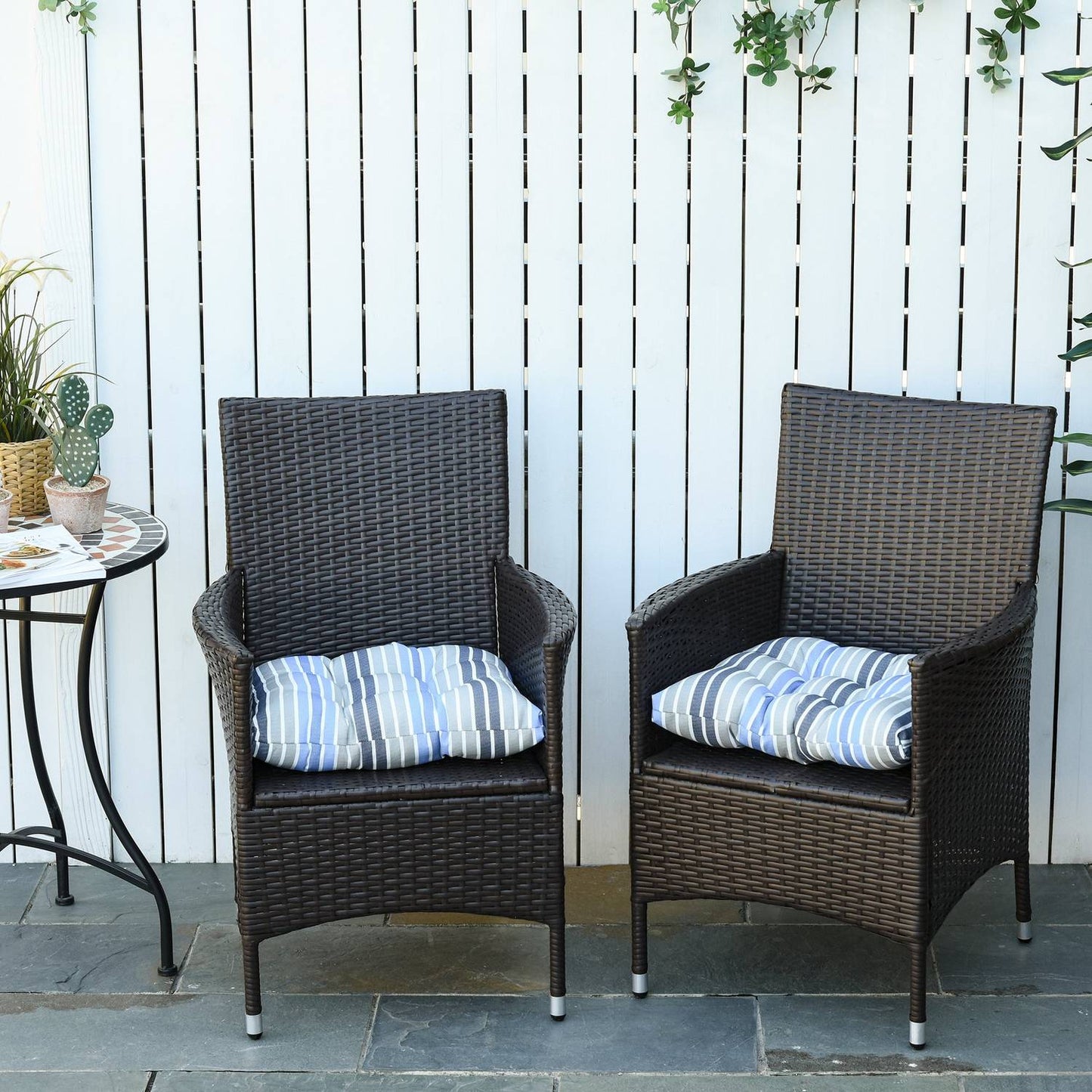 Chair Seat cushions, Easy-Clean, Blue Stripes, 50x45x8 cm