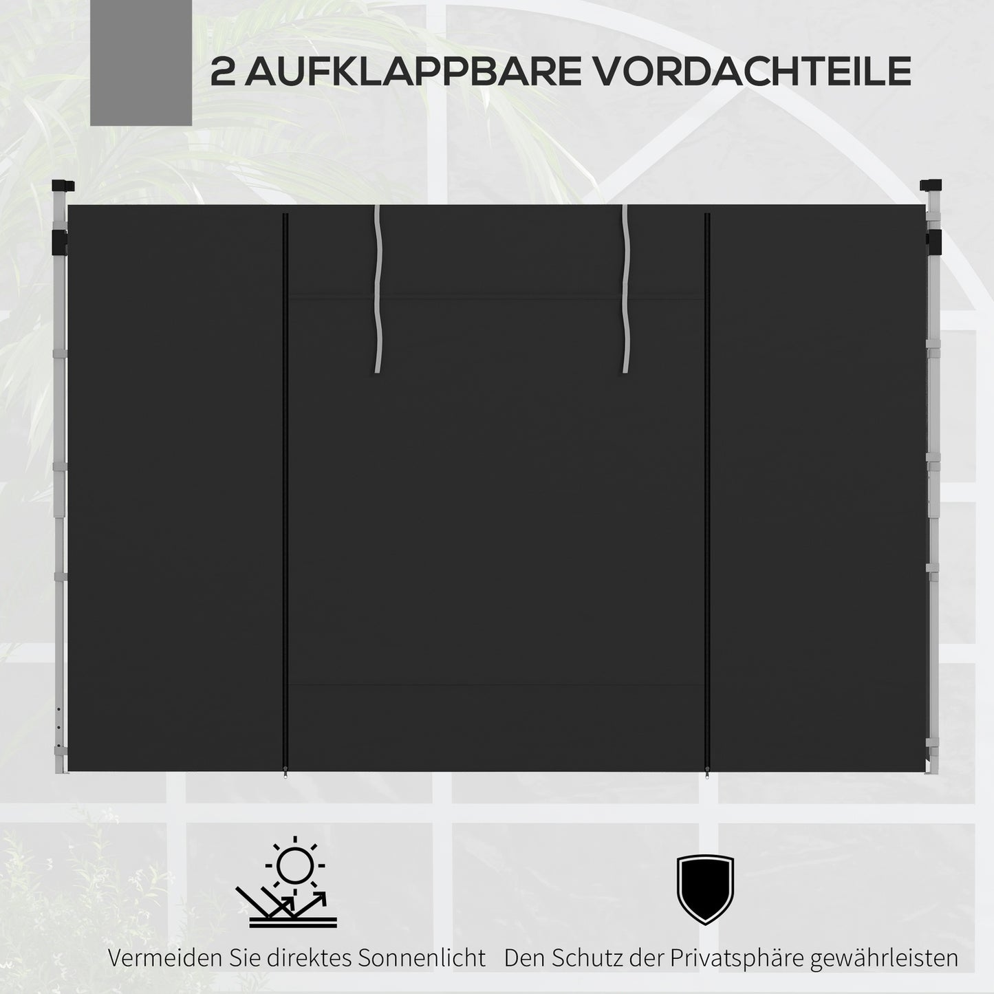Black waterproof pavilion side panels - 3x3/3x6 m, wind protection