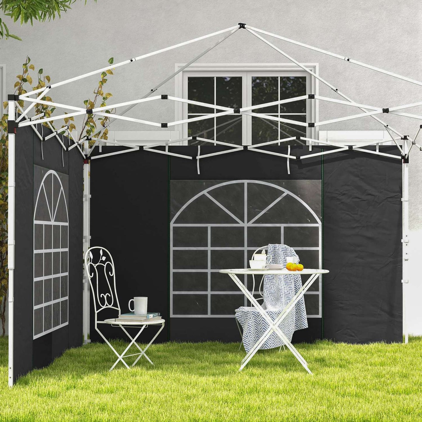 Black waterproof pavilion side panels - 3x3/3x6 m, wind protection