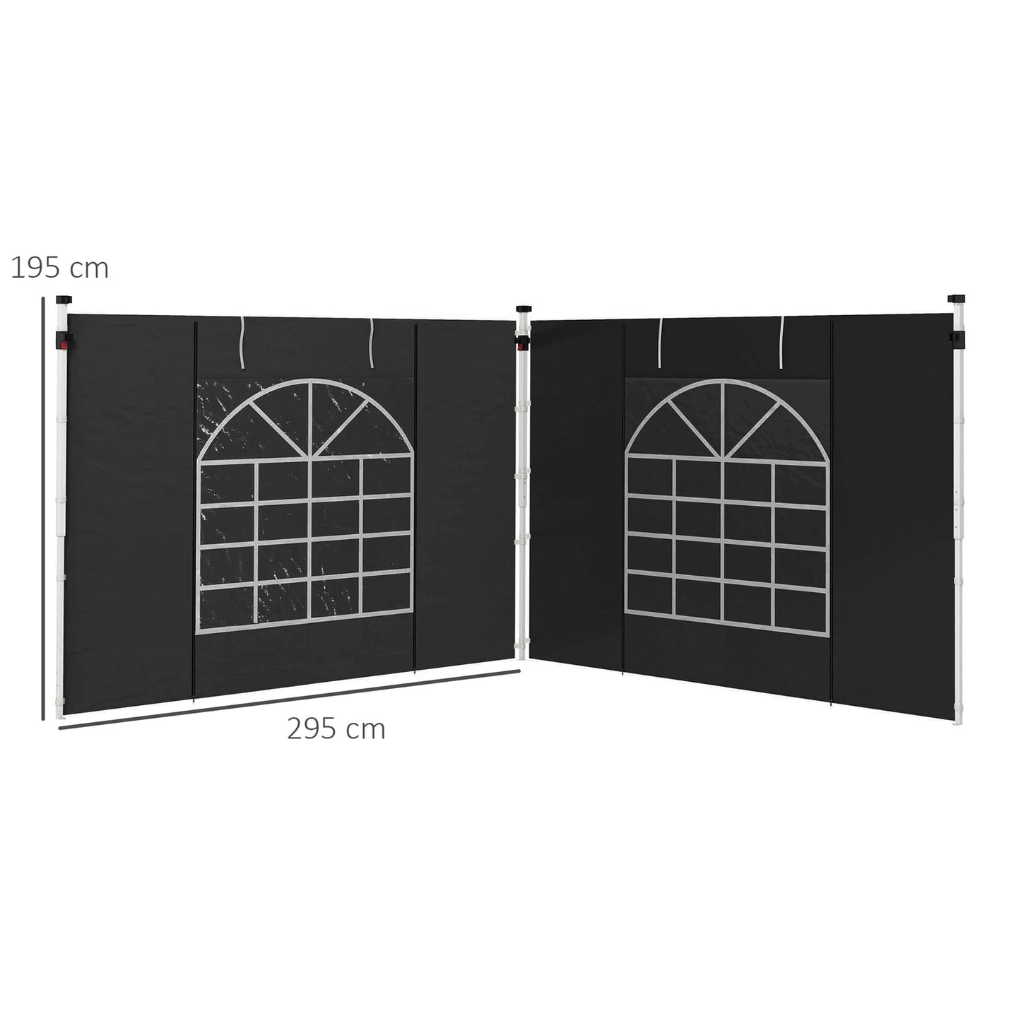 Black waterproof pavilion side panels - 3x3/3x6 m, wind protection