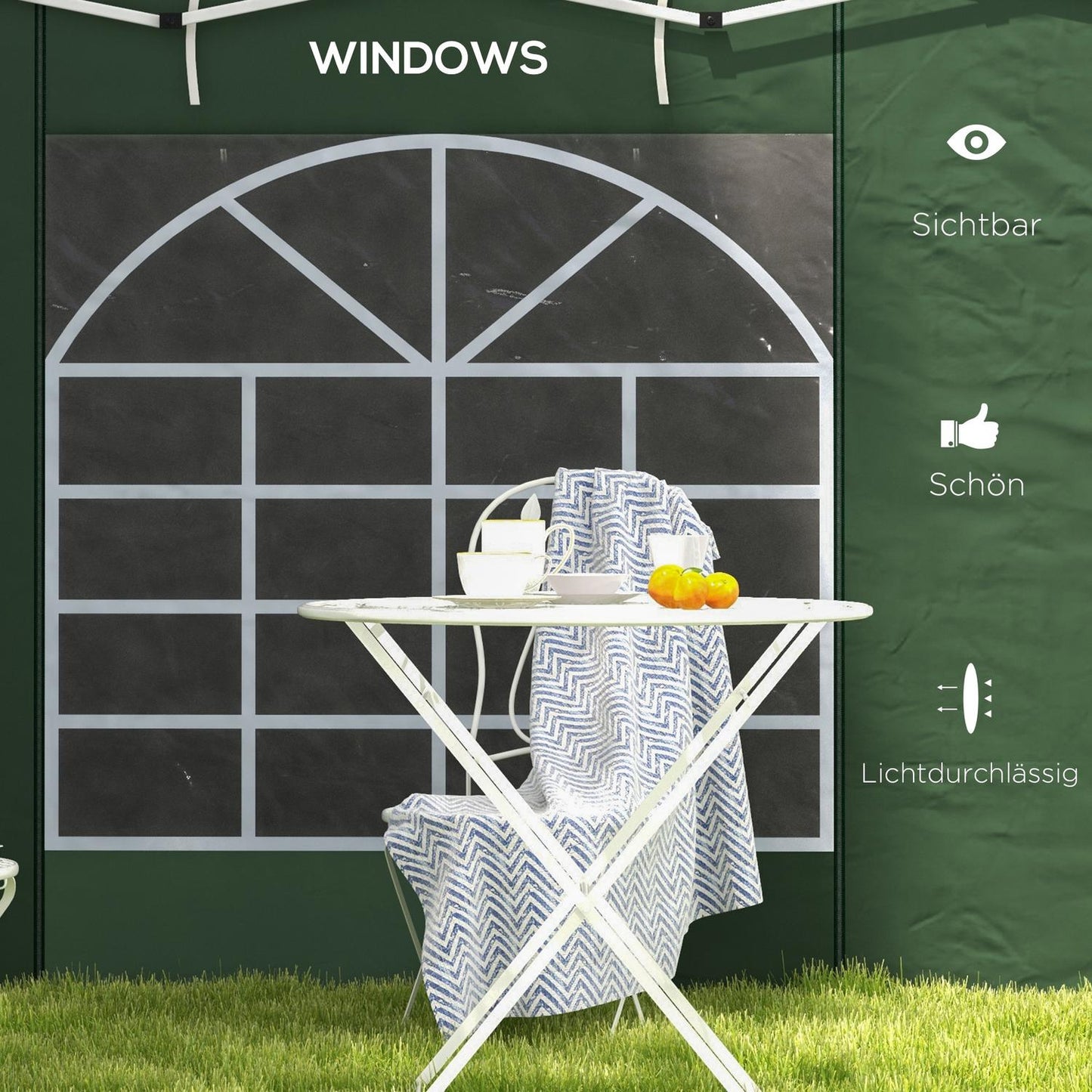 Pavilion side panels 3x3/3x6m, Waterproof, Green