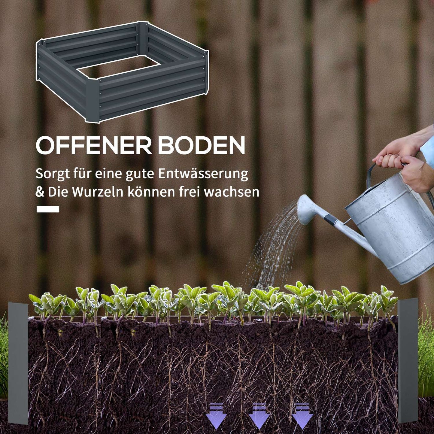 Steel garden beds with cold frame, 100x100x30 cm