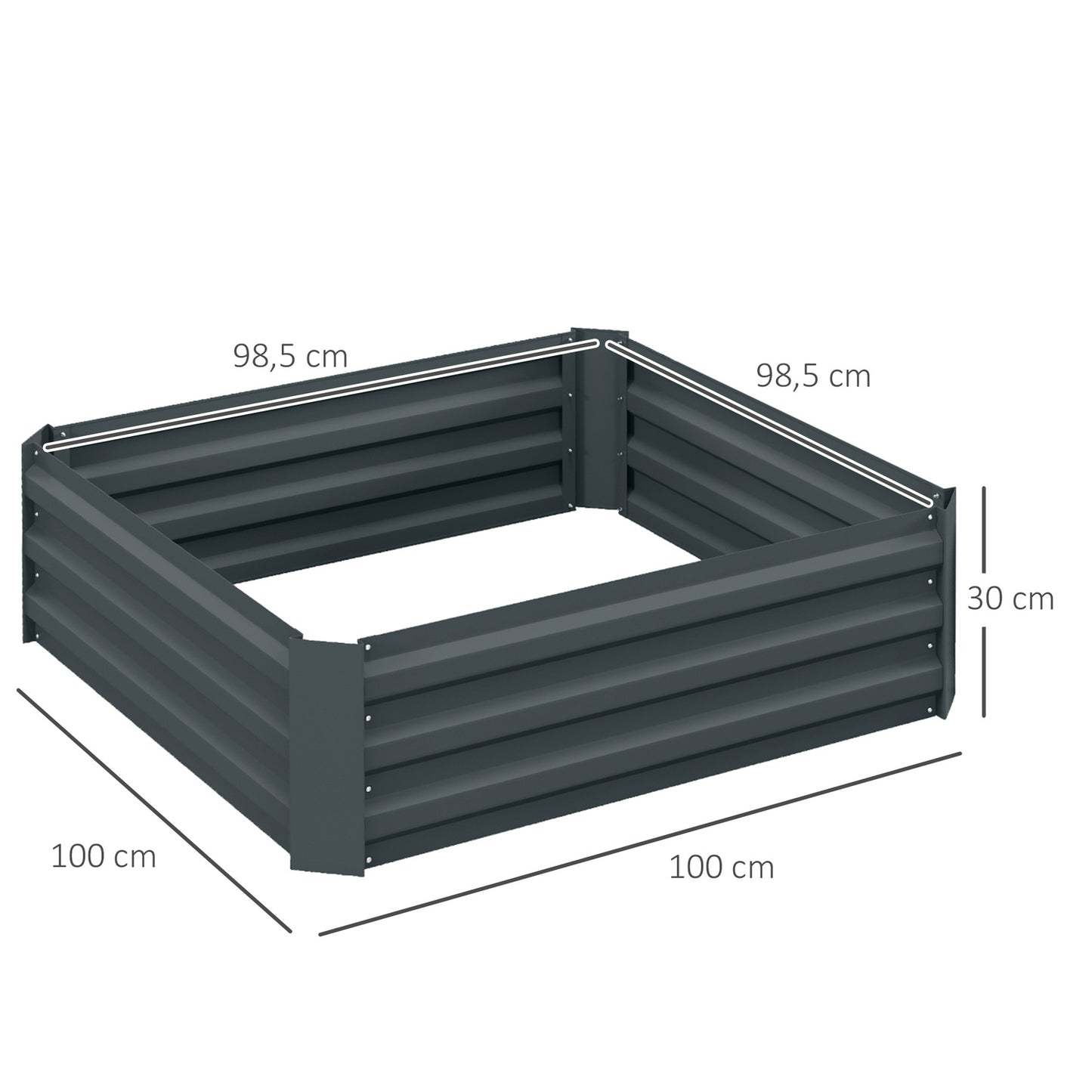 Steel garden beds with cold frame, 100x100x30 cm
