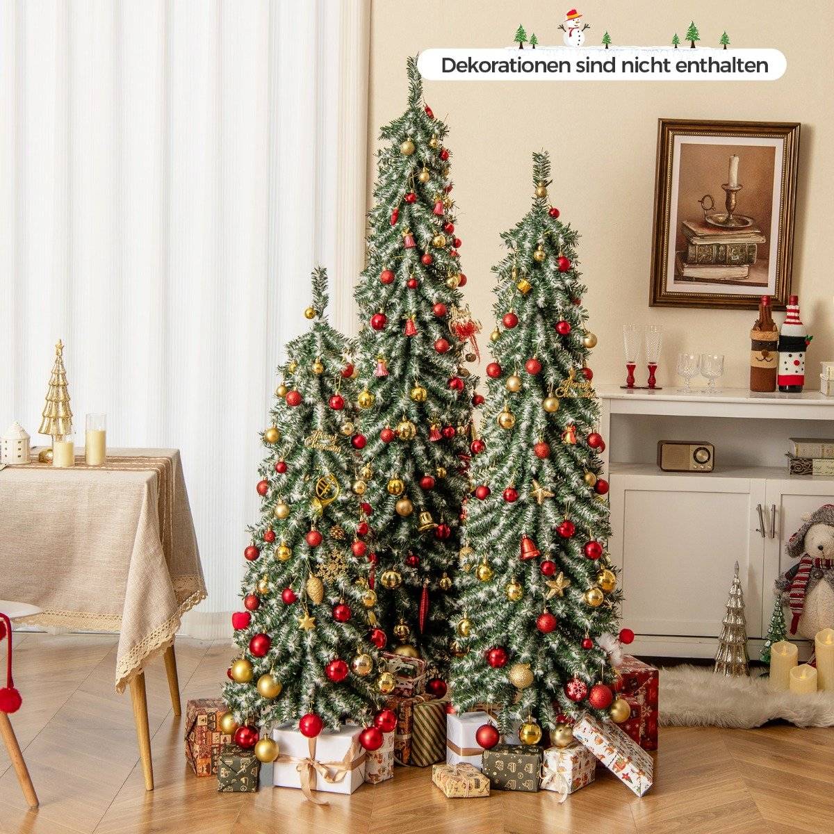 Set of 3 Artificial Pencil Christmas Trees 120+150+180 cm Christmas Tree for Home Office