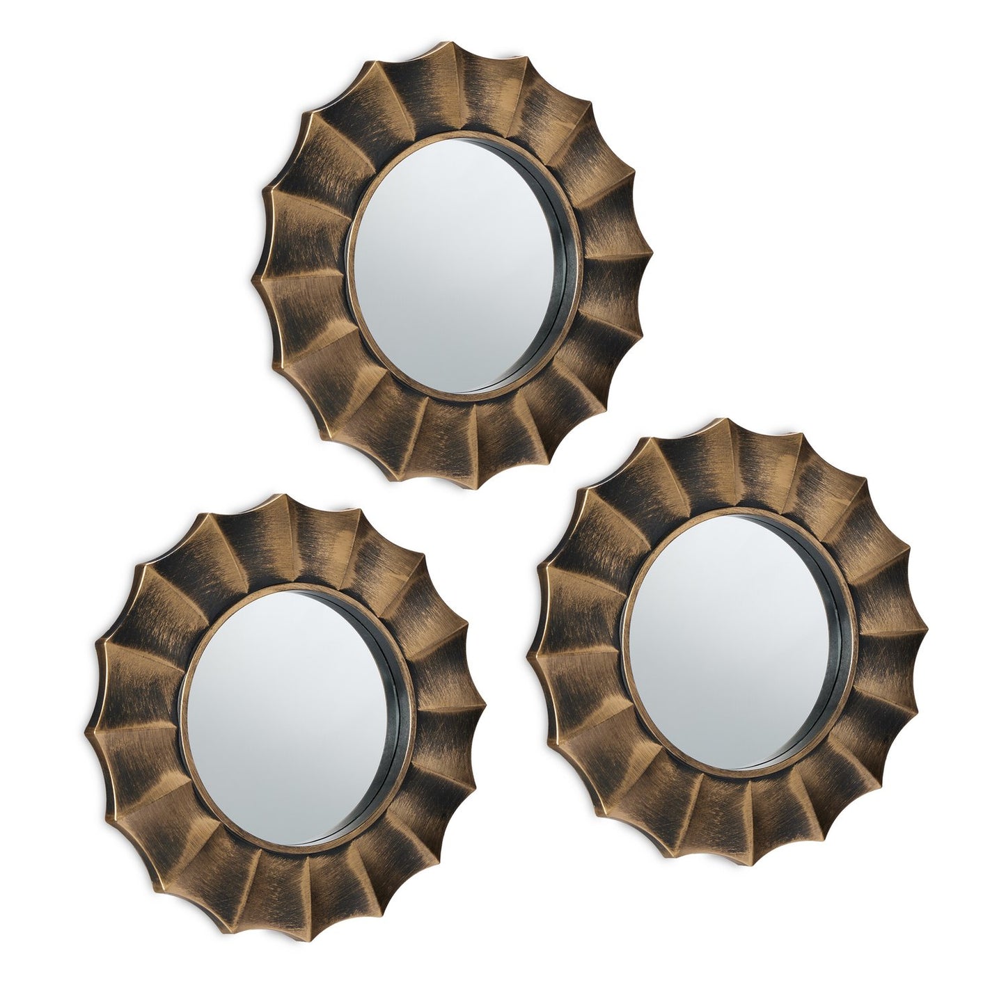 Set of 3 Gold Decorative Wall Mirrors