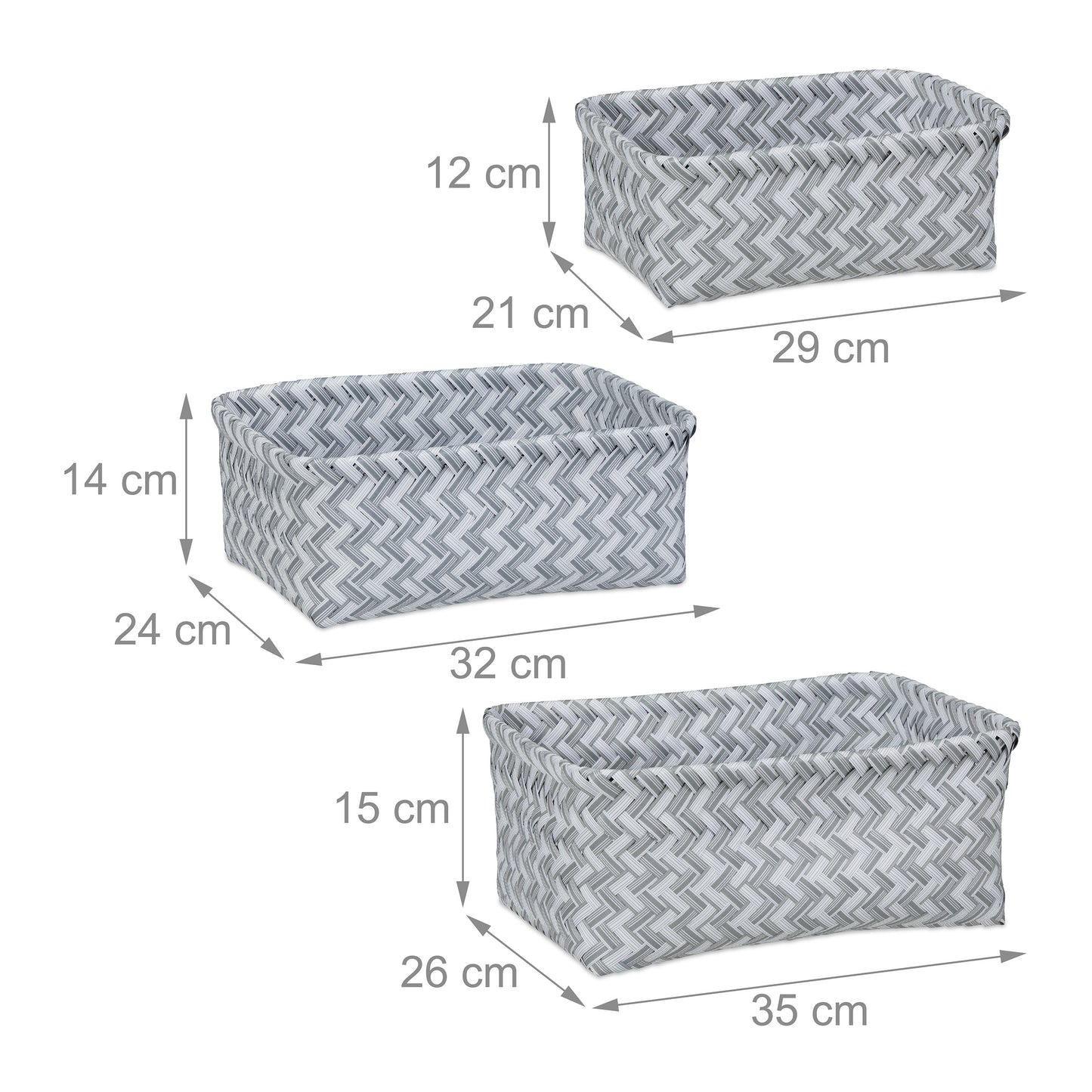 Set of 3 Plastic Wicker Storage Baskets