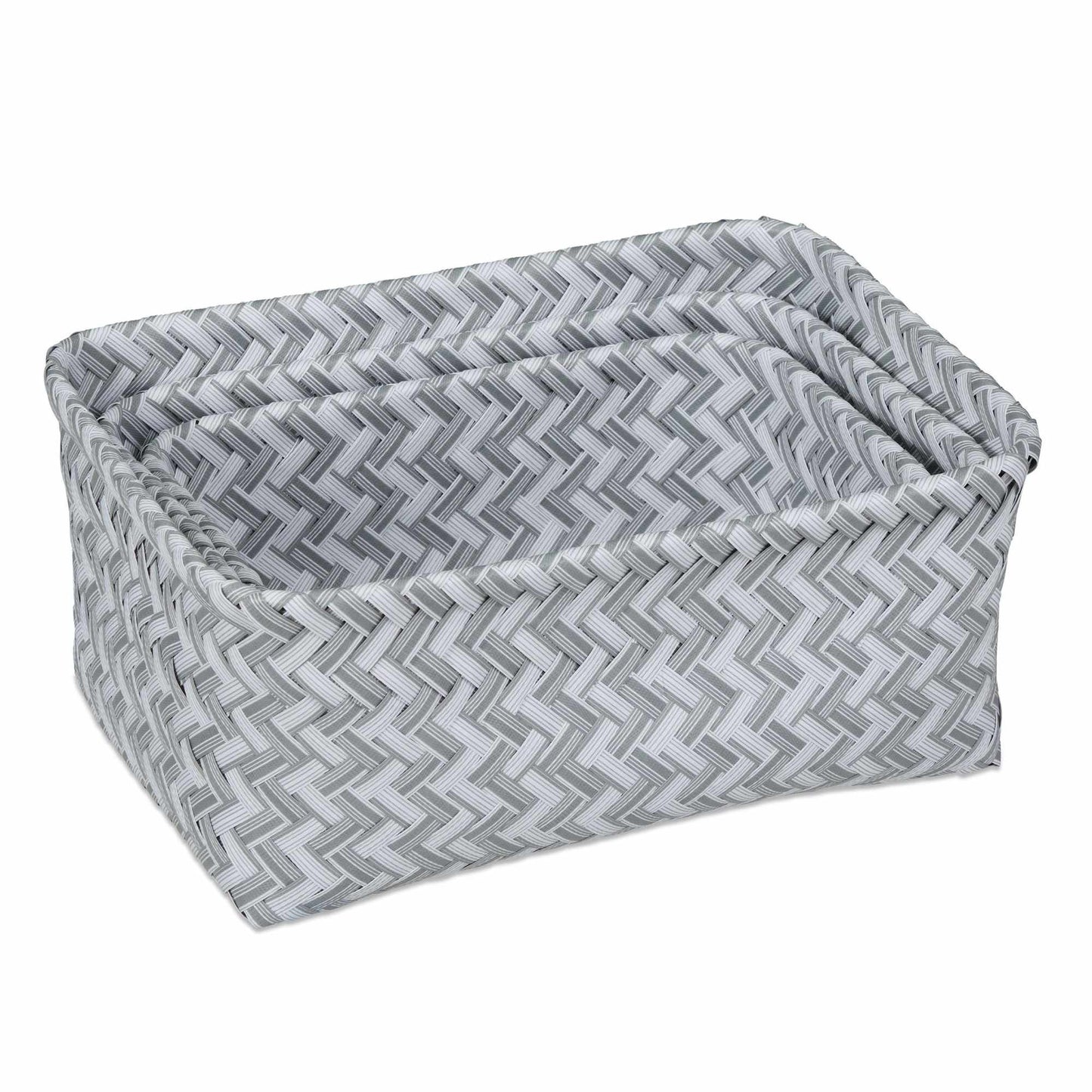 Set of 3 Plastic Wicker Storage Baskets