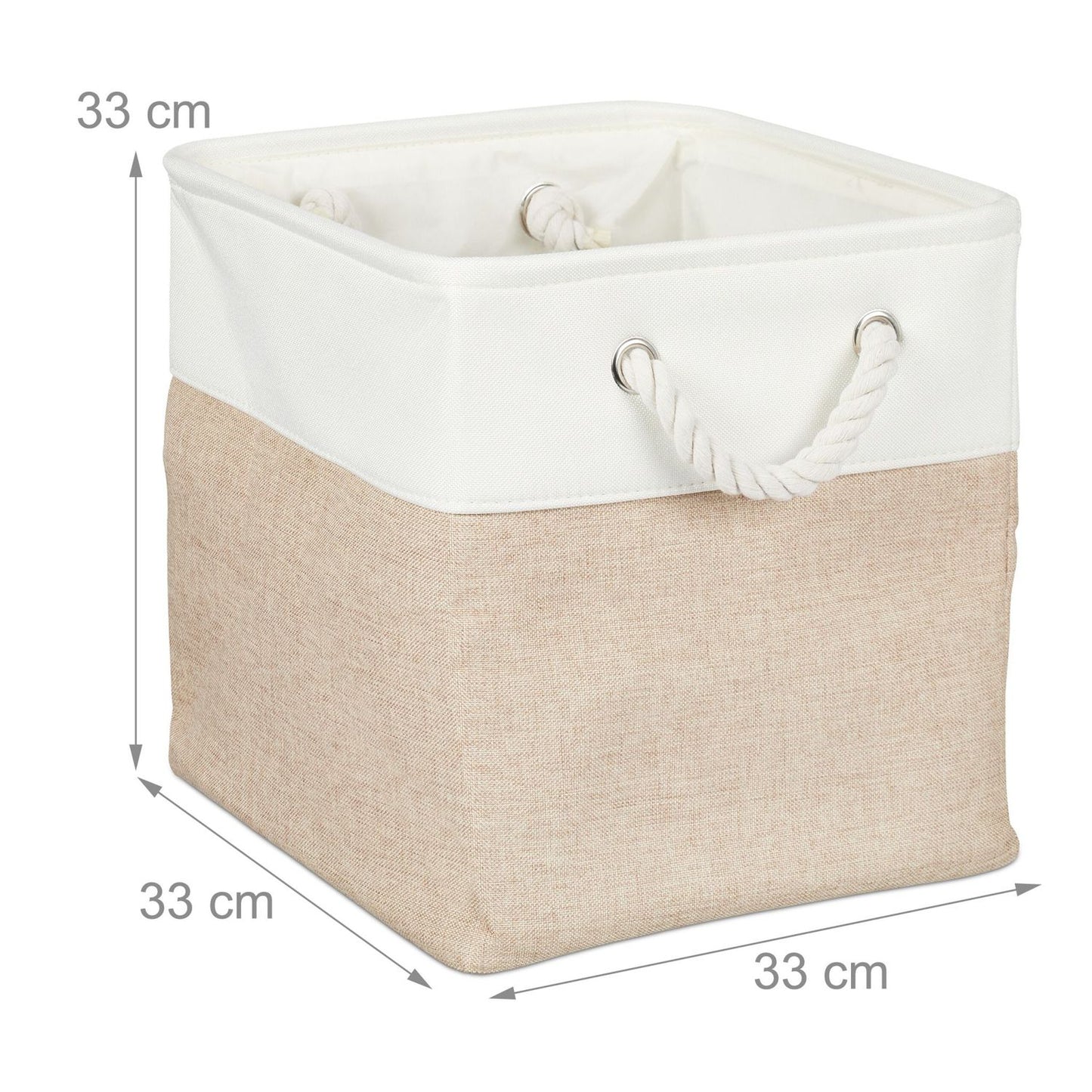 Set of 3 Rectangular Linen Storage Baskets