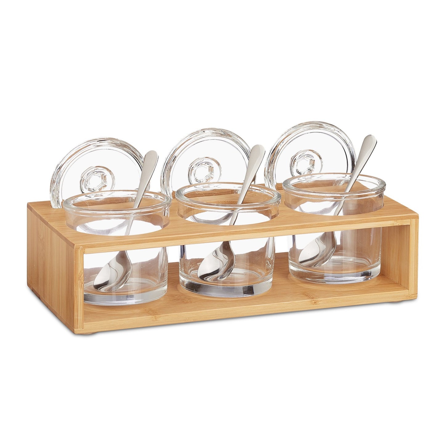 Set of 3 Spice Jars with Bamboo Holder