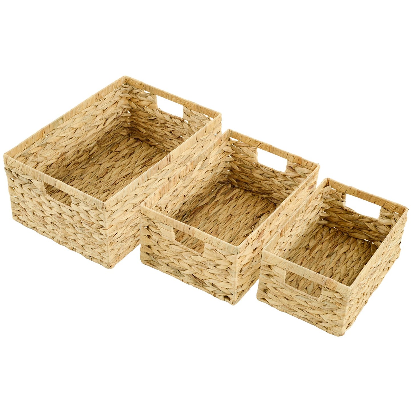 Woven storage baskets for water hyacinth, set of 3, 40x30x18 cm