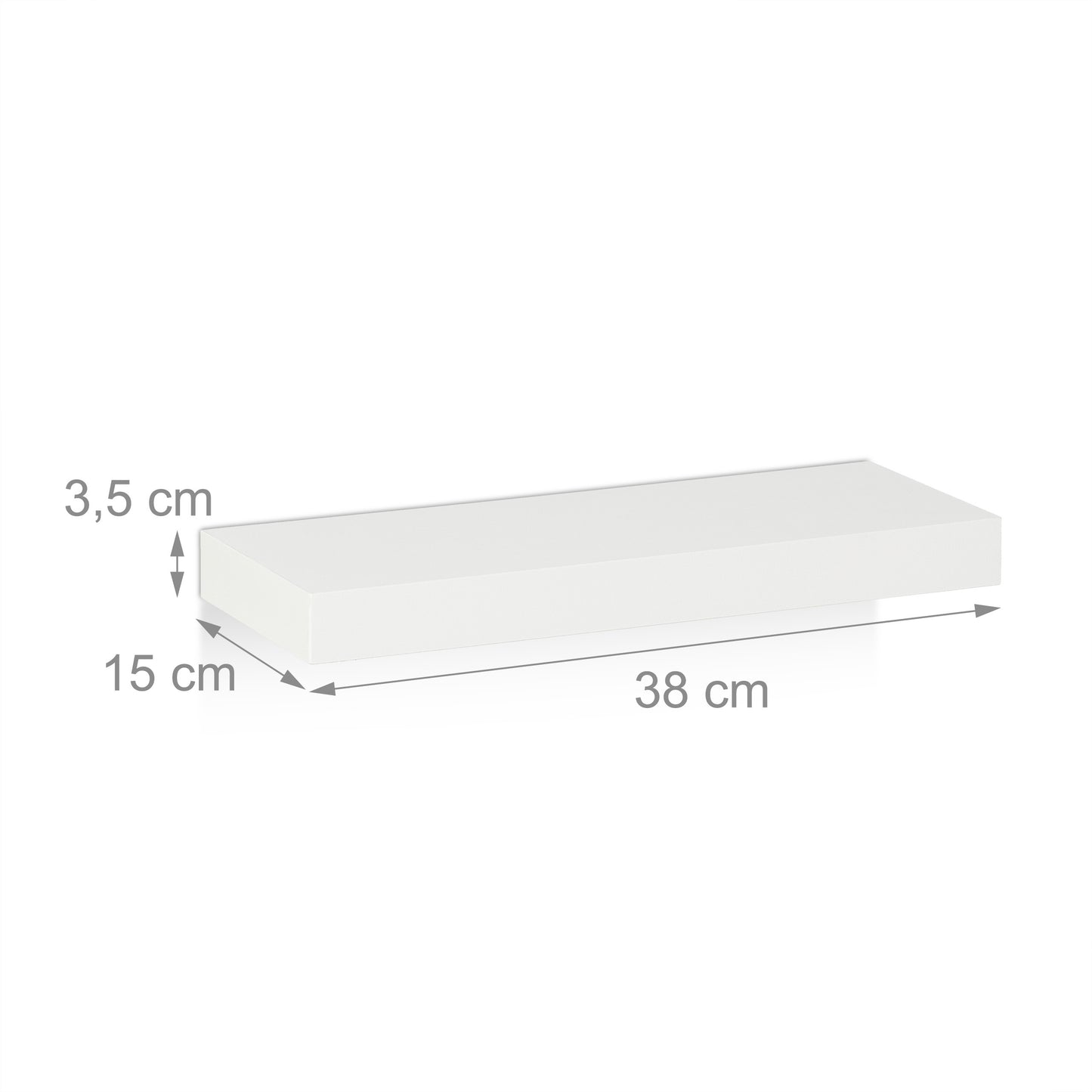 Set of 3 White Floating Wall Shelves
