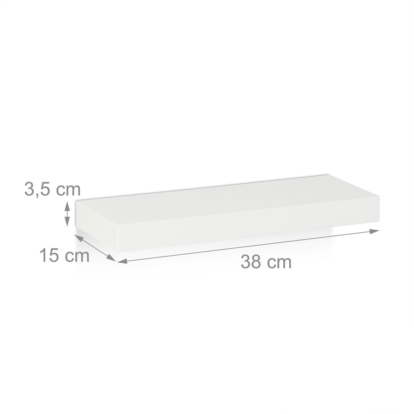Set of 3 White Floating Wall Shelves