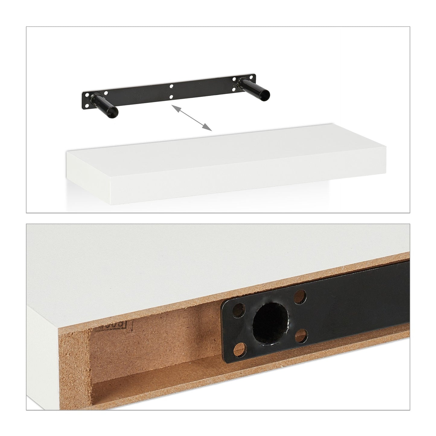 Set of 3 White Floating Wall Shelves
