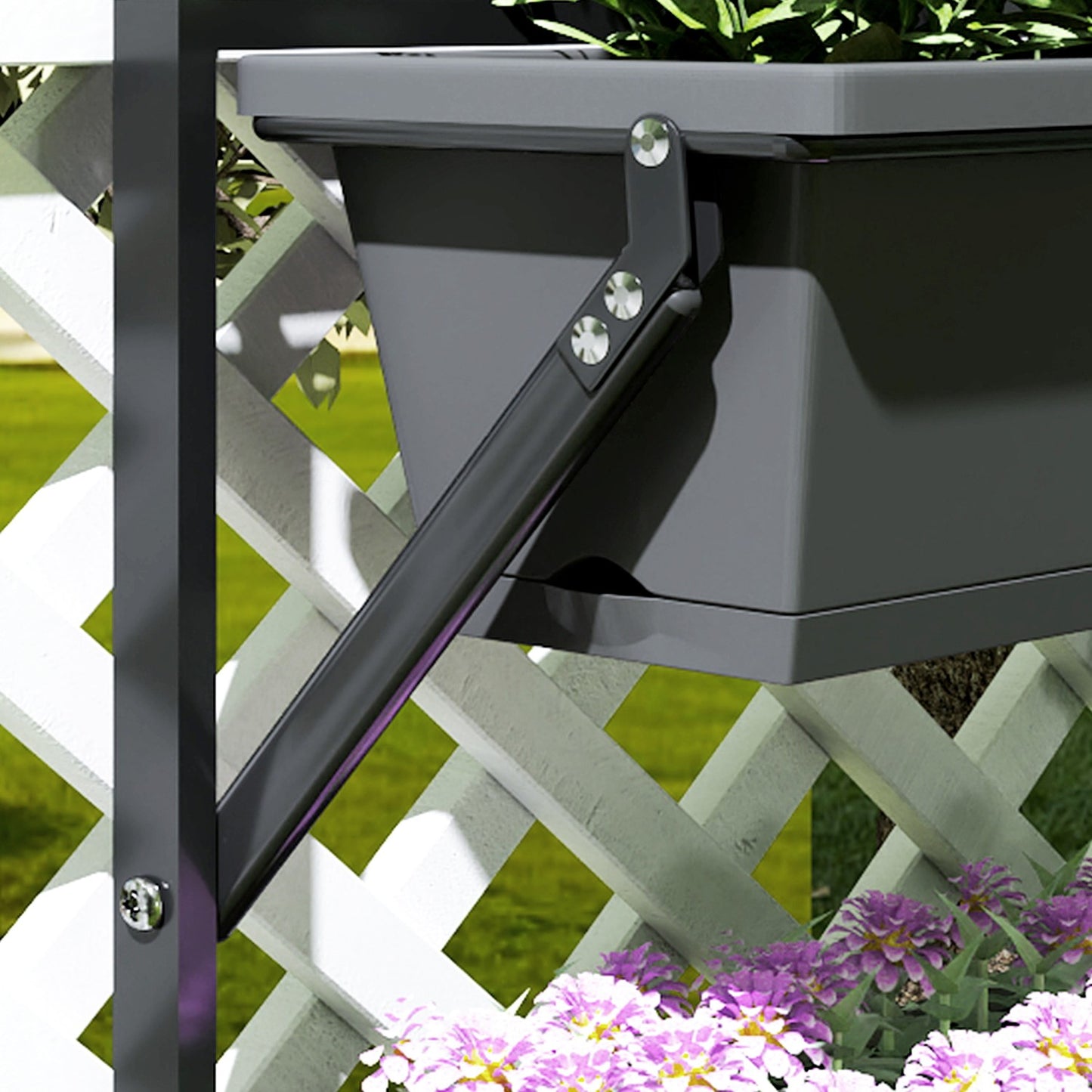 Dark gray square flower pots in plastic, 56x42 cm, set of 3