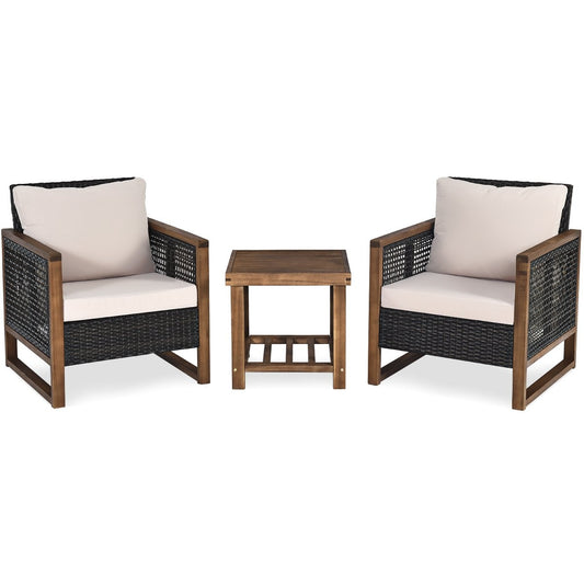 Set of 3 rattan garden furniture polyrattan lounge set with washable seat cushions outdoor seating set