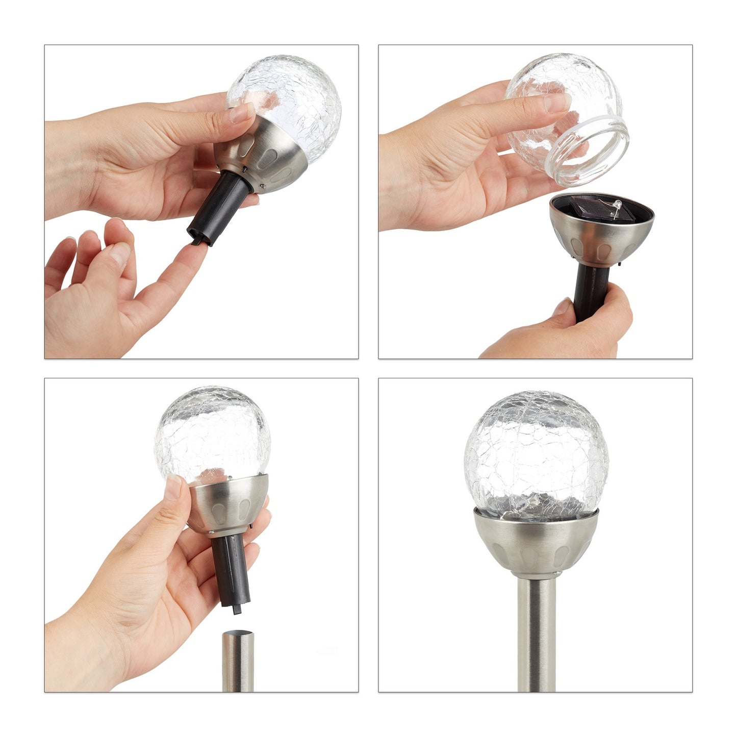 Set of 3 round solar cell lamps