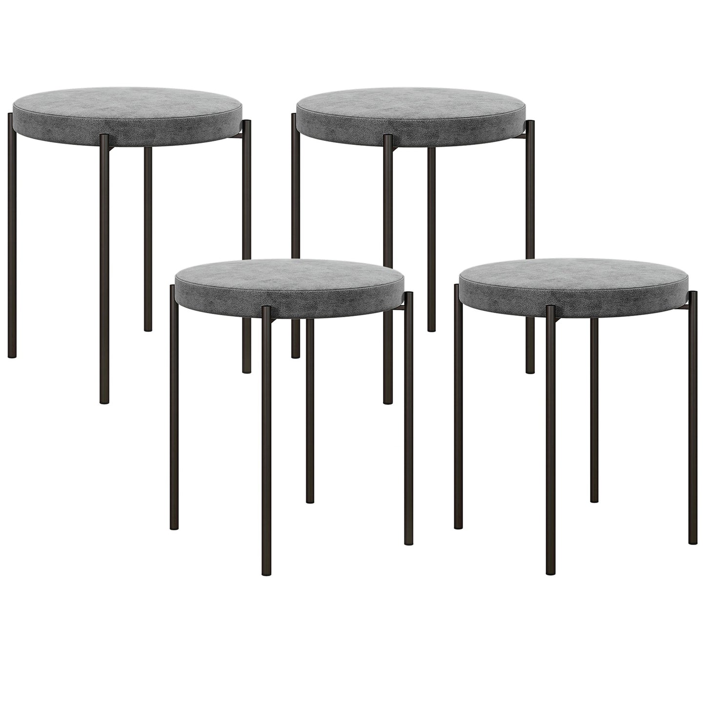 4 stackable dining chairs in velvet look with padded seat
