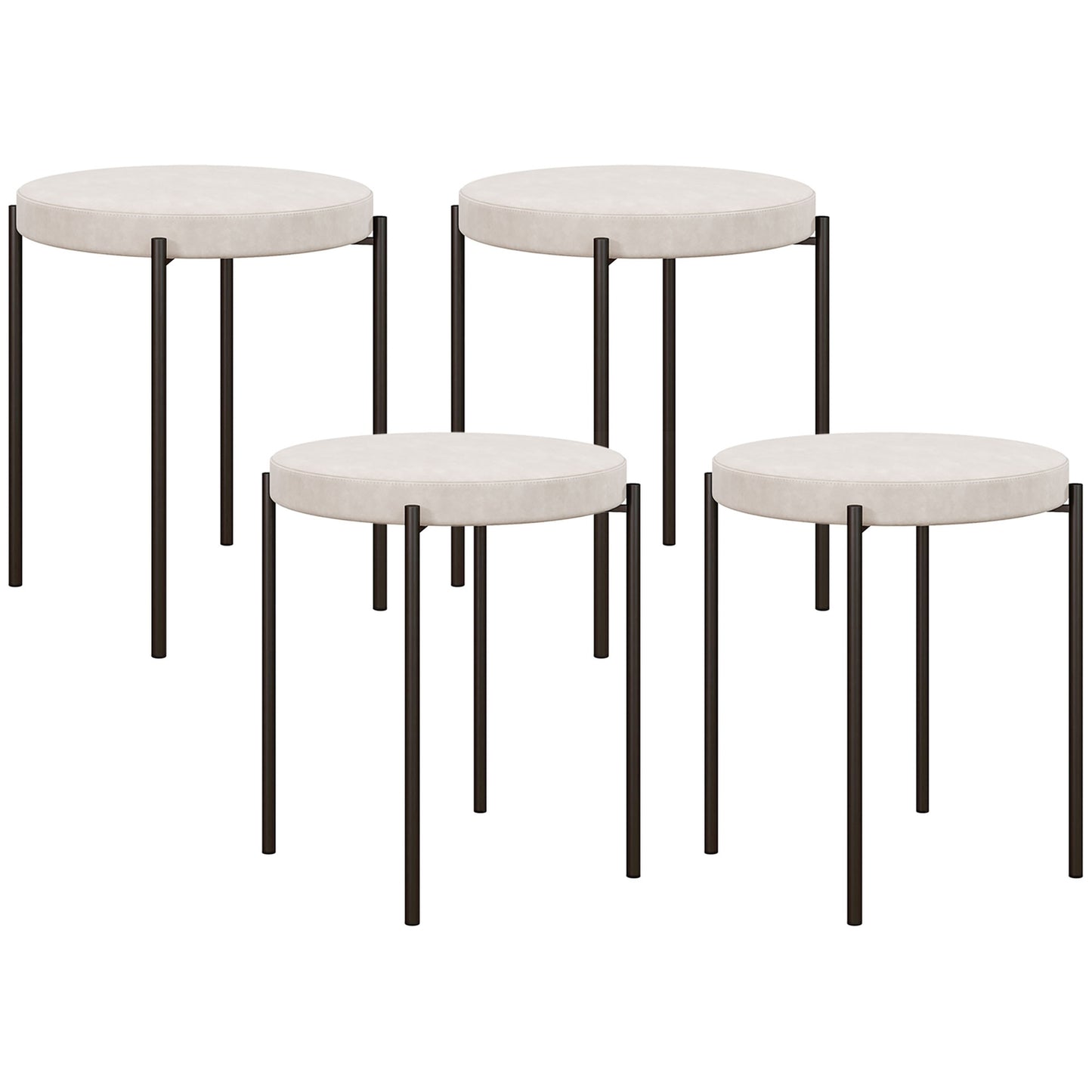 Velvet stackable dining stools, padded seats