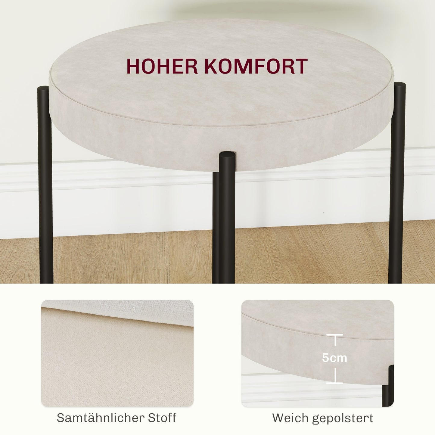 Velvet stackable dining stools, padded seats