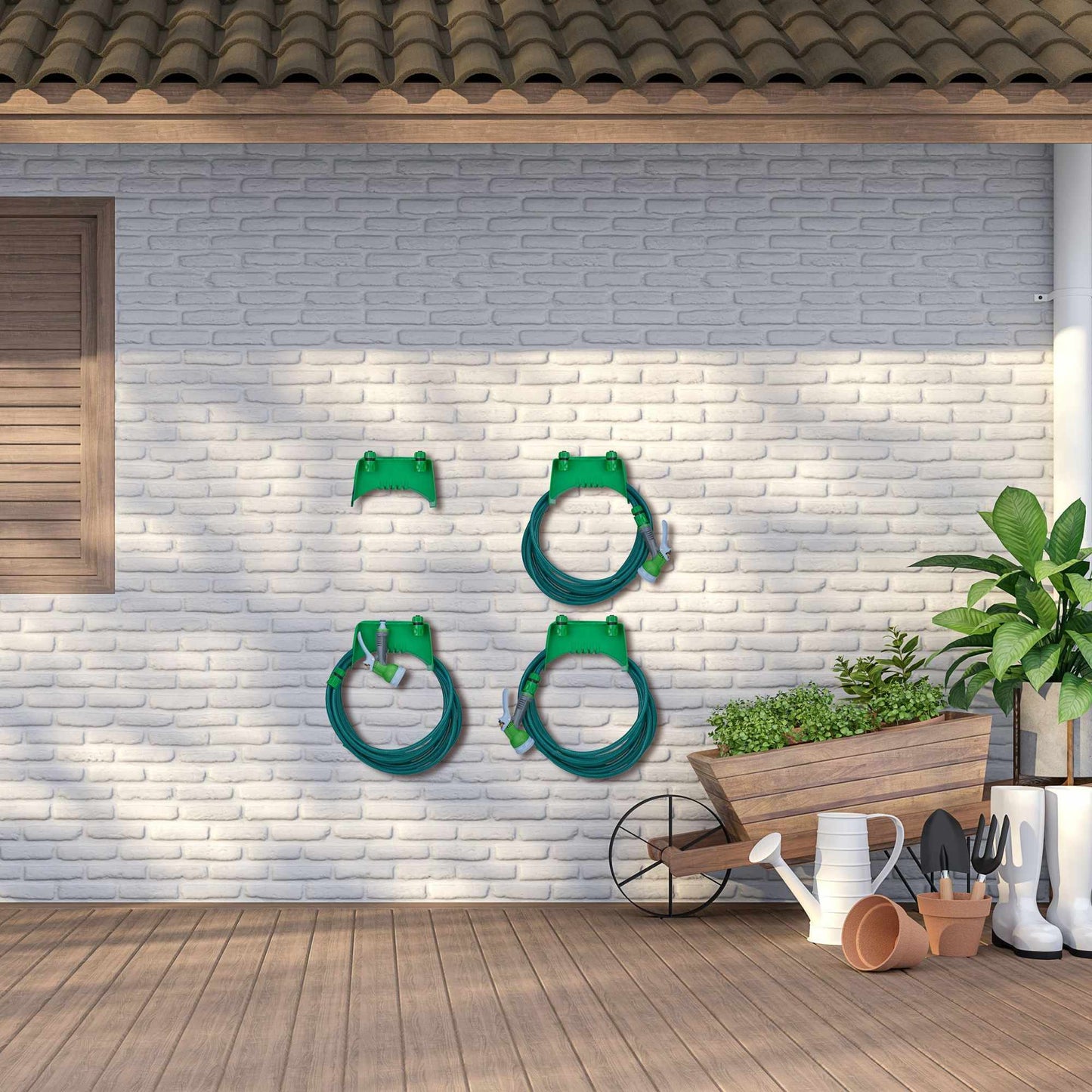 Set of 4 Hose Holders in Green