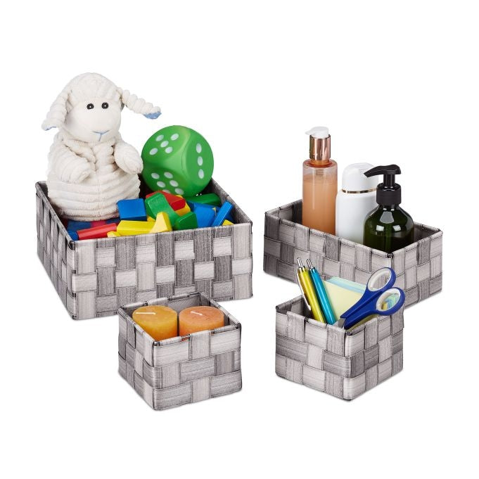 Set of 4 Plastic Storage Baskets