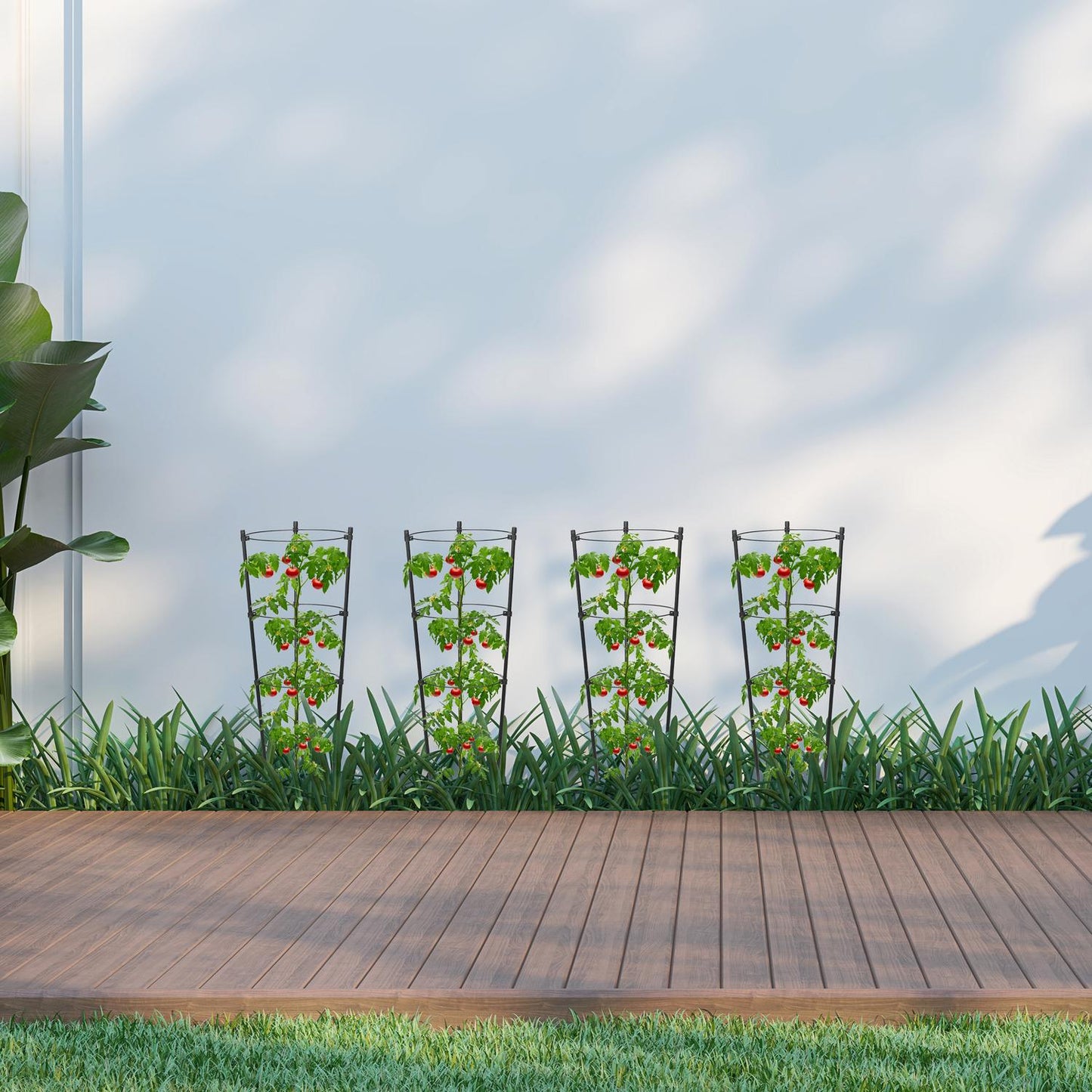 Set of 4 Round Plant Supports, 45 cm