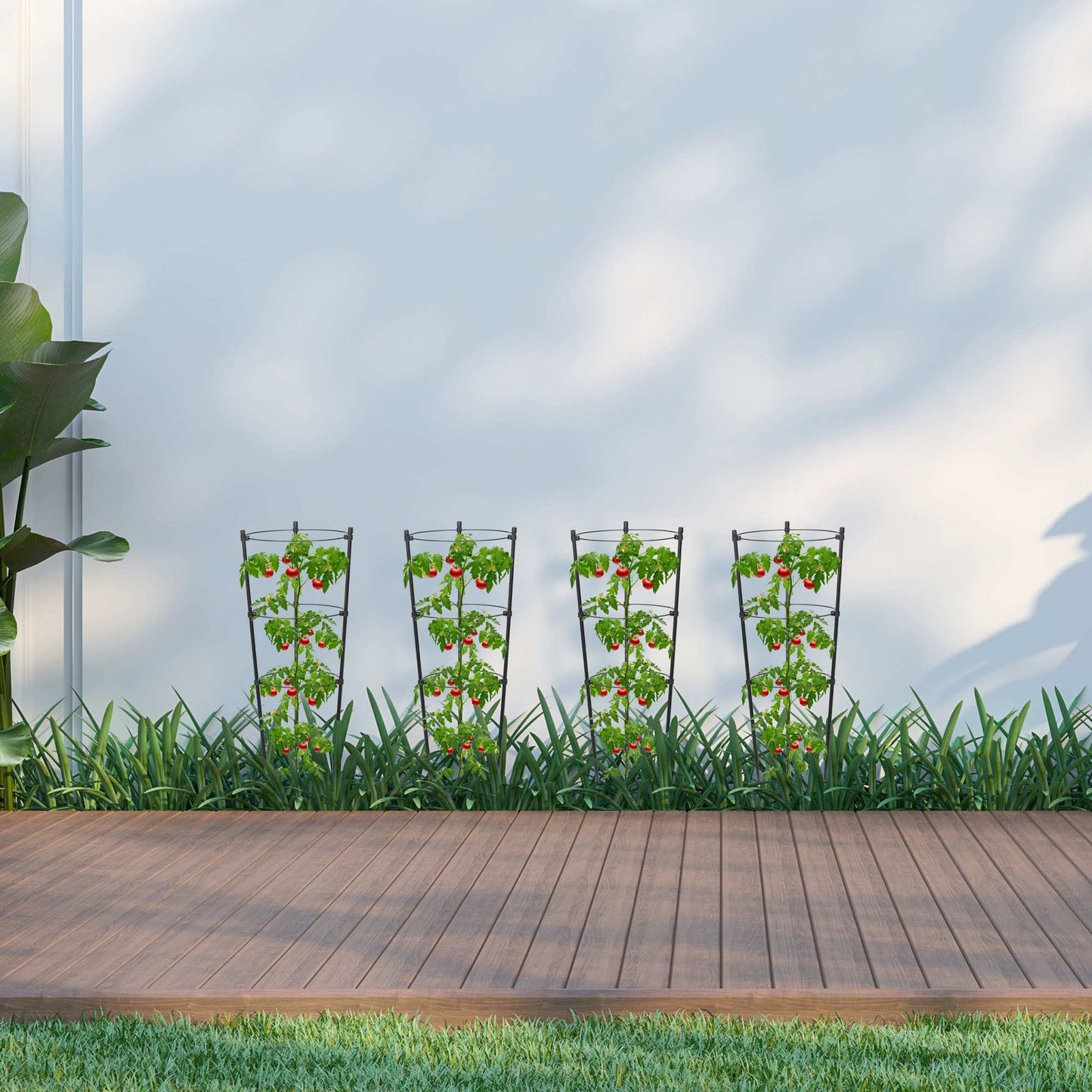 Set of 4 Round Plant Supports, 45 cm